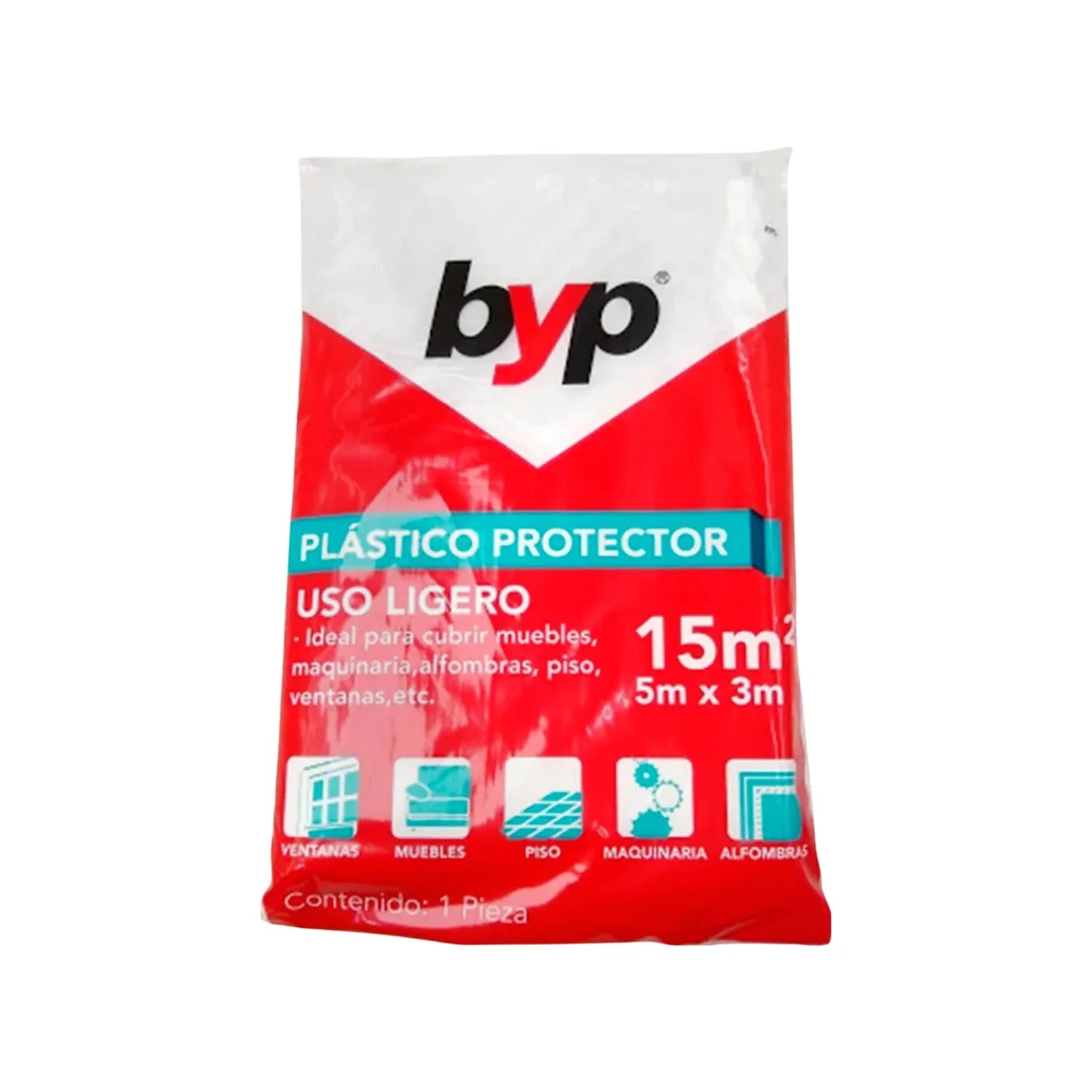 Fabricado en polipropileno.,Plástico protector multiusos.,Cubre todo ligero.,15 metros cuadrados.,Recomendado para proteger mobiliarios al momento de pintar.