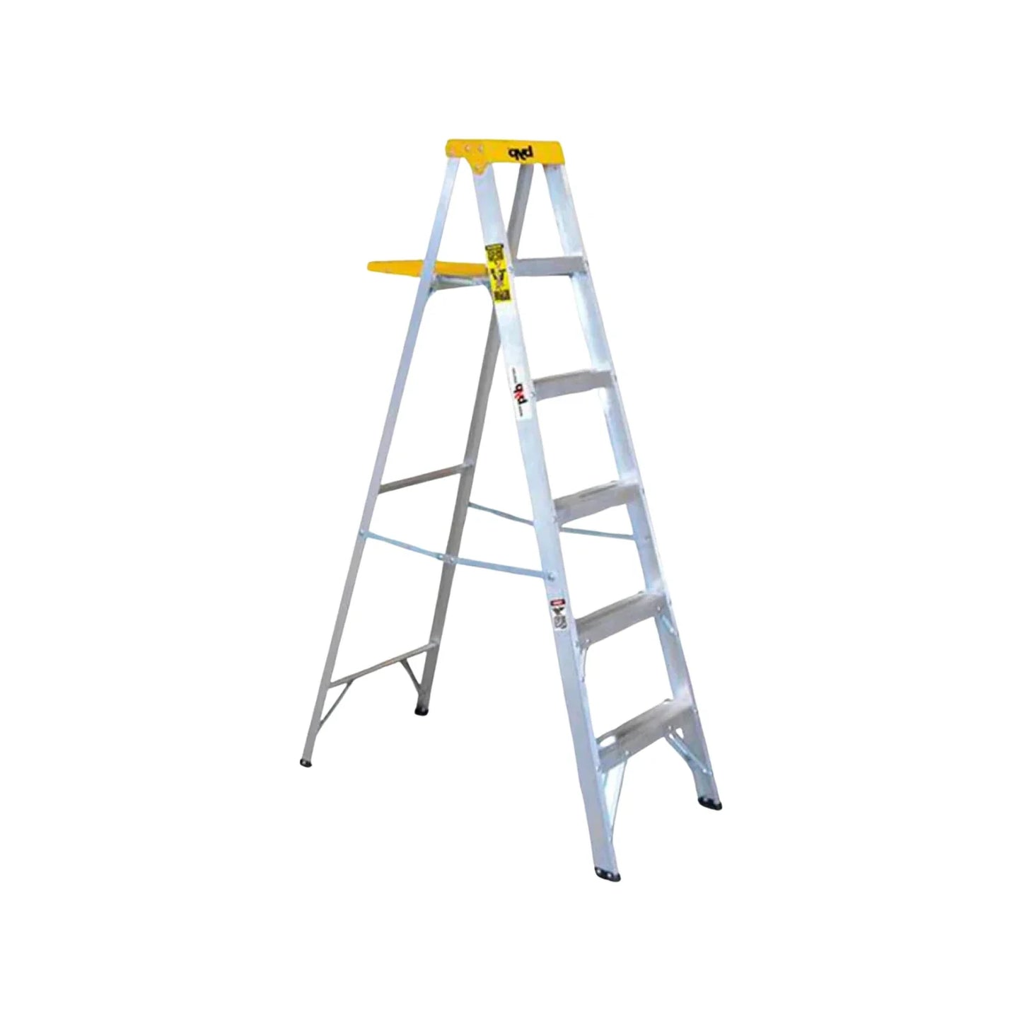 Escalones: 5,Tamaño: 1.83 m,Altura máxima de seguridad: 1.15 m,Pies de seguridad de plástico antiderrapante.