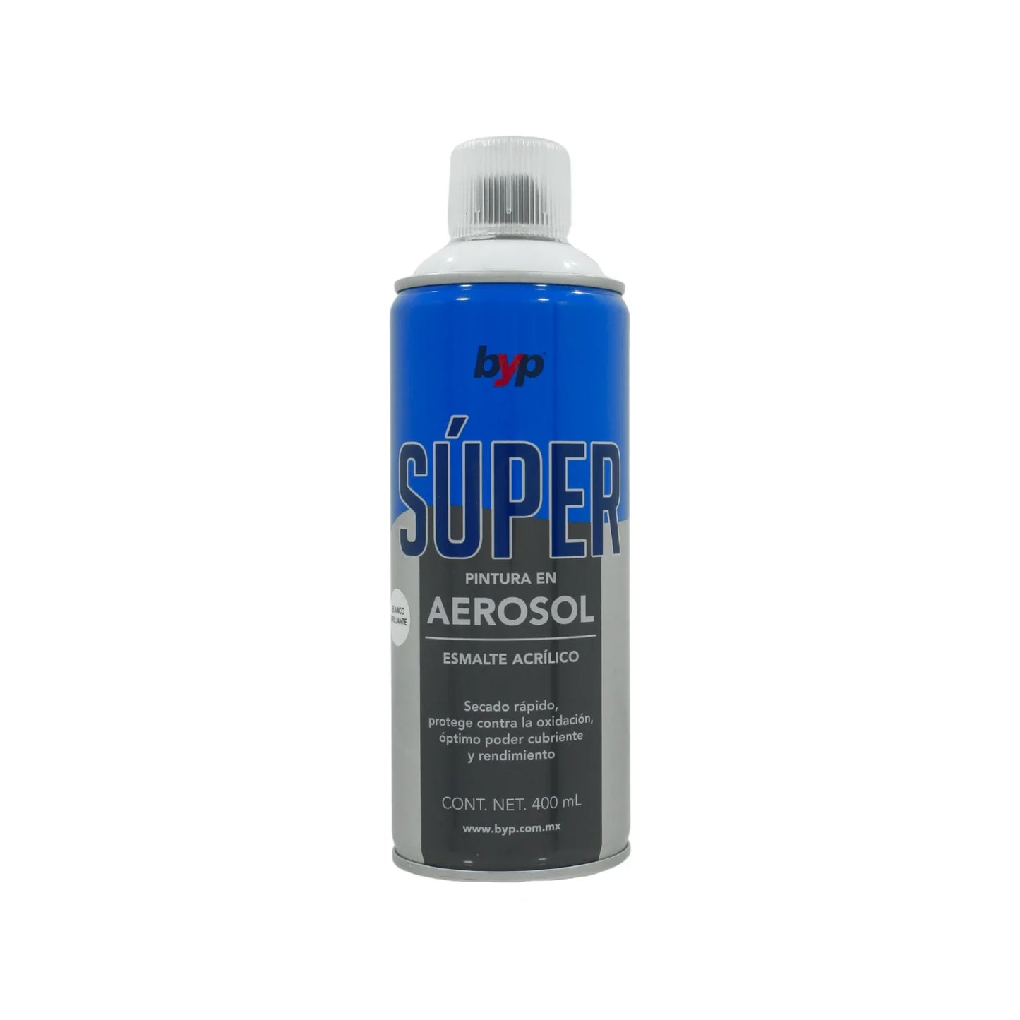 Lata de 400 ml - 400 g,Esmalte acrílico de alto brillo y secado rápido.,Protege contra la oxidación.,Ideal para proteger y pintar artículos decorativos, ventanearía, vehículos, plásticos, metales, etc.,Venta, solo en tienda física.