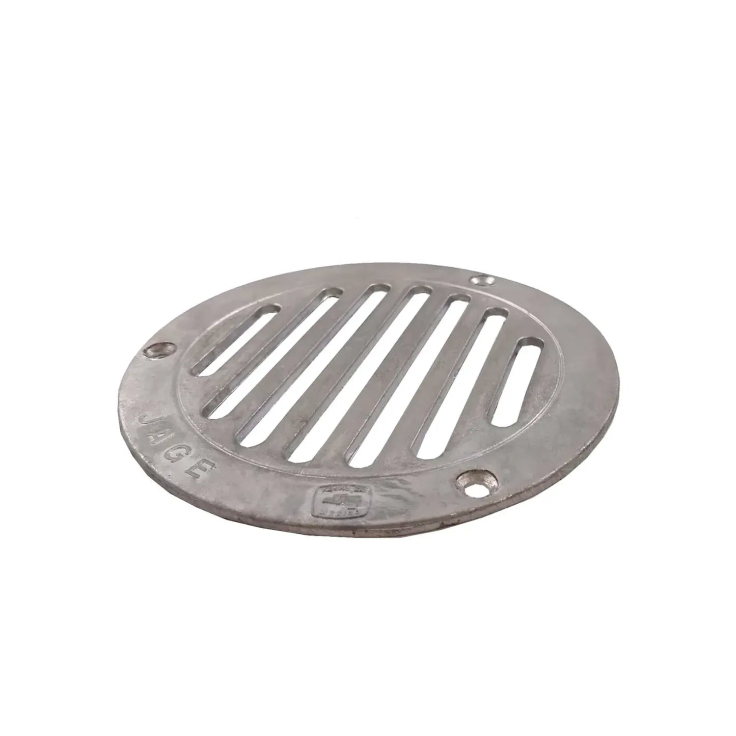 Rejilla de drenaje circular de aluminio fundido Jage con ranuras para desagüe y perforaciones para montaje con tornillos