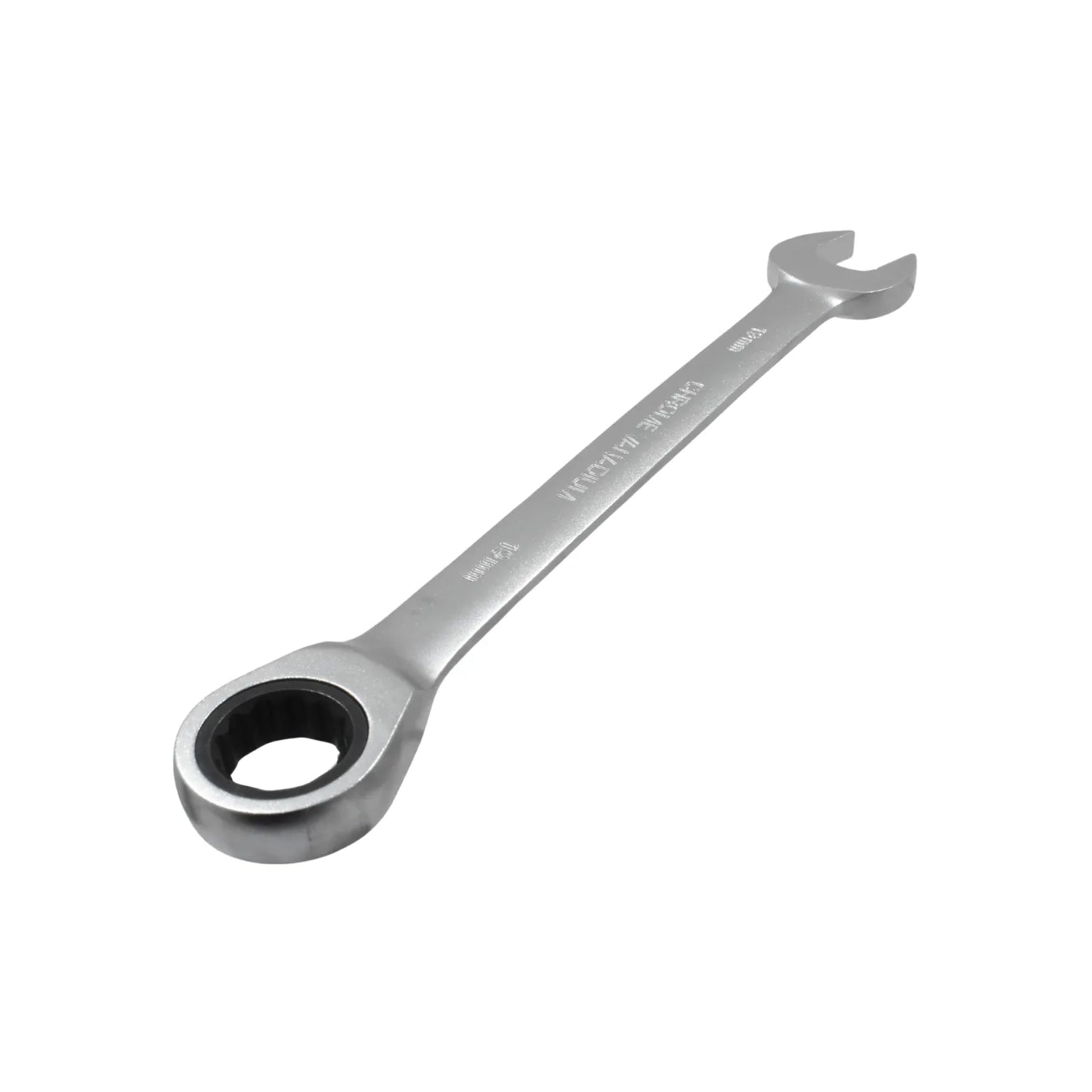 Llave de carraca doble extremo cromo vanadio 17mm y 19mm, acabado cromado para mecánica automotriz
