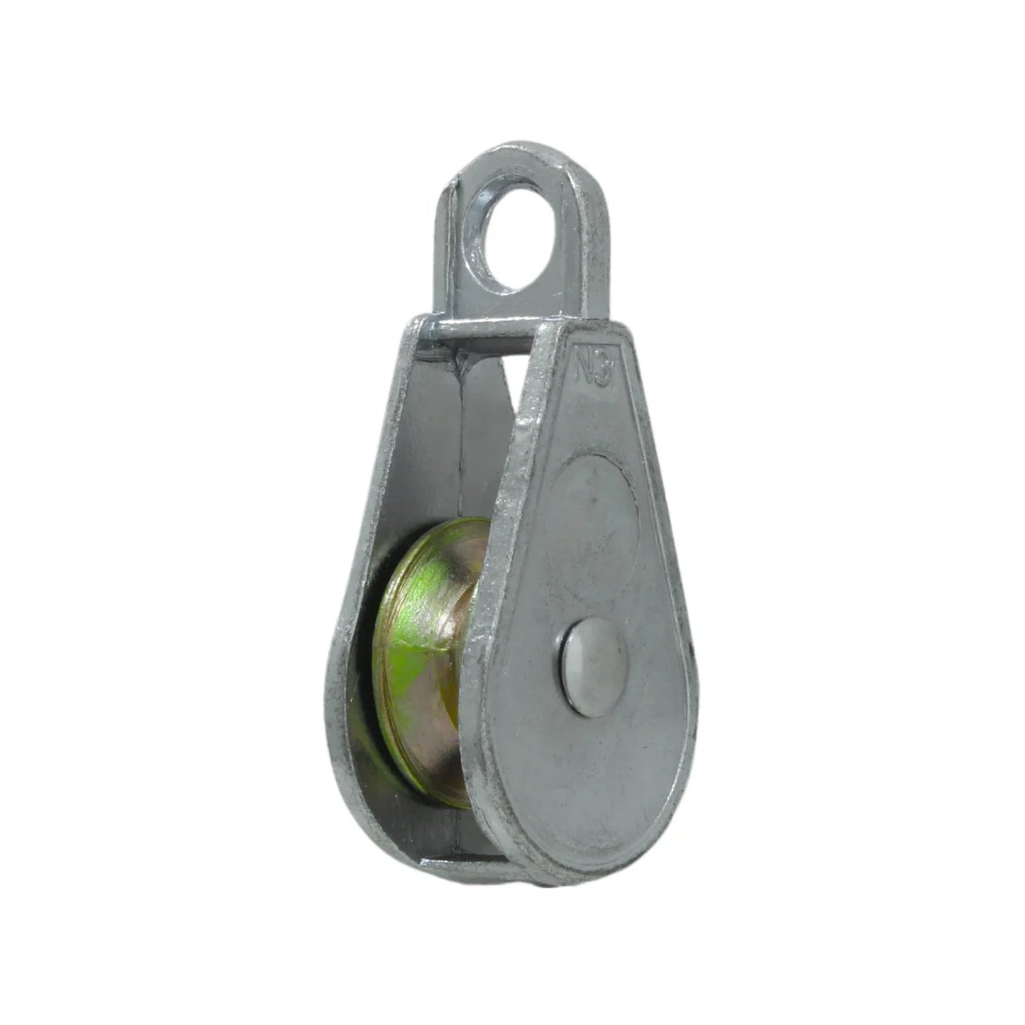 Garrucha sencilla de metal galvanizado para tendedero, polea fija con roldana, tamaño #3
