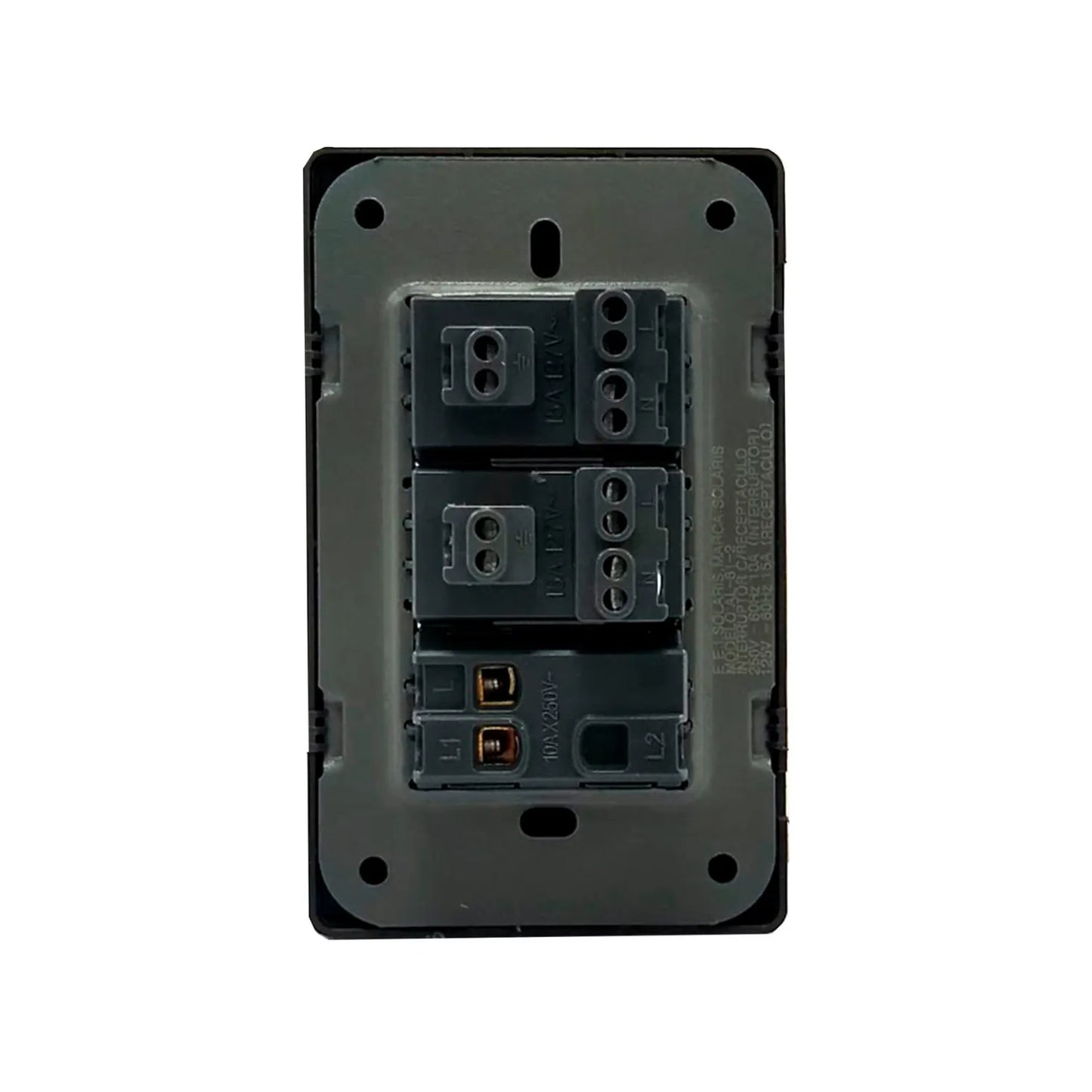 Placa 1 apagador/2 contactos gris cromo Solaris AL612GR