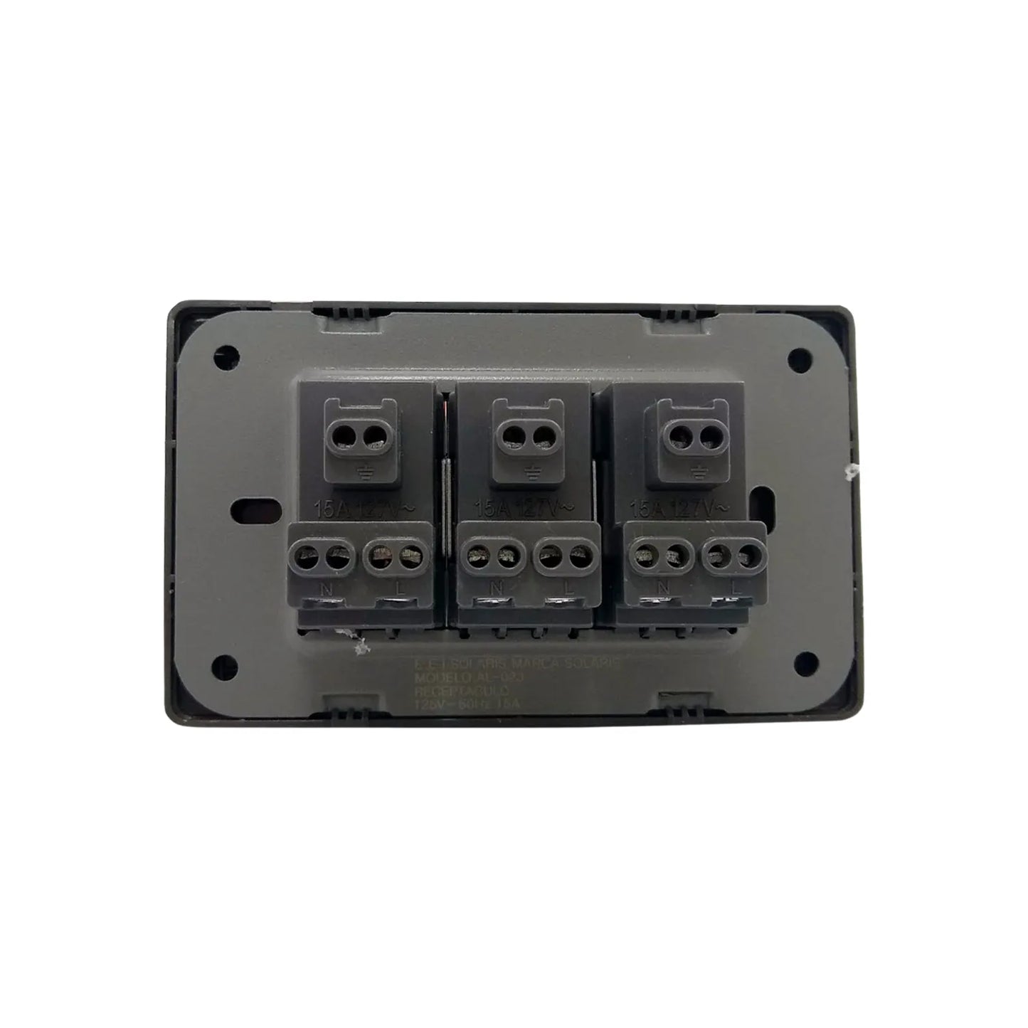 Placa 3 contactos negra cromo Solaris AL613NG