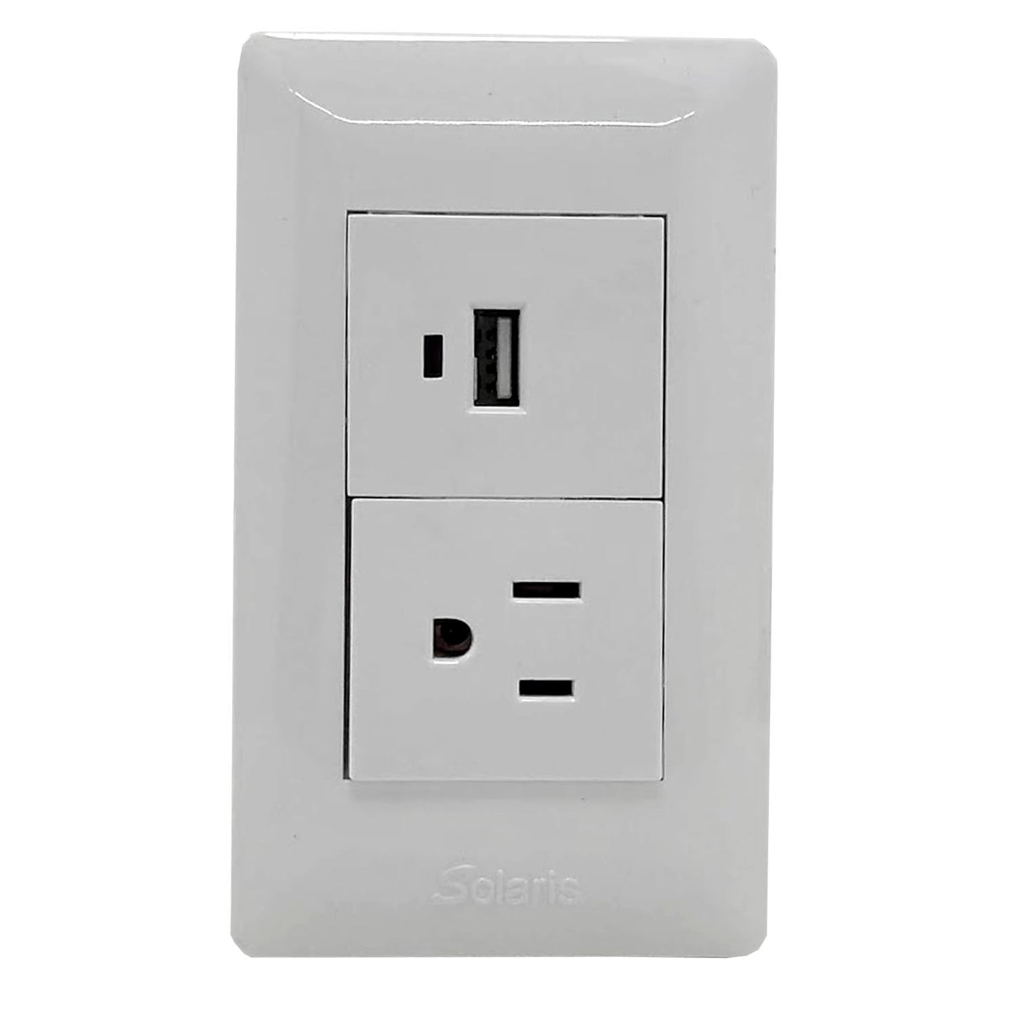 Cuerpo de plástico.,Placa un contacto polarizado y 1 entrada USB.,127 V - 10 A - 60 Hz,Herrajes de latón.,Ideal para uso residencial u oficina.,LÃnea Ultra.