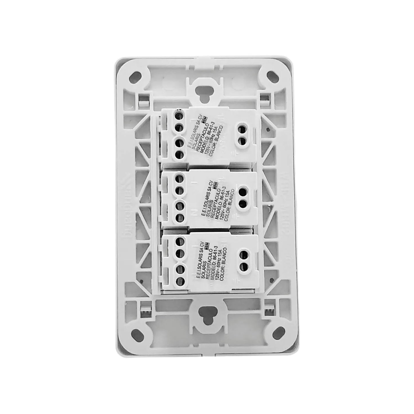 Placa 3 contactos blanca Solaris 86613BC