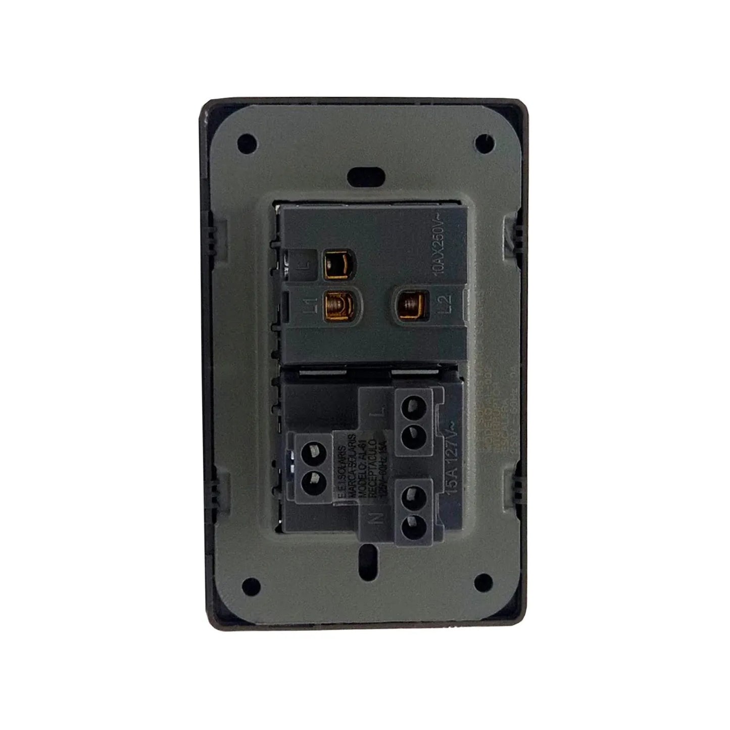 Placa 1 apagador escalera/1 contacto negra cromo Solaris AL62NGES