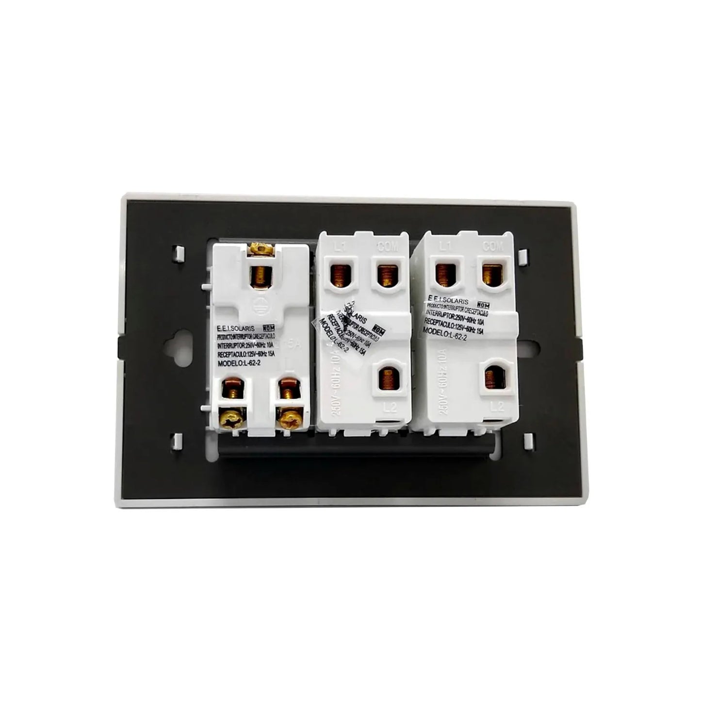 Placa 2 apagadores escalera/1 contacto blanca Solaris L-62-2