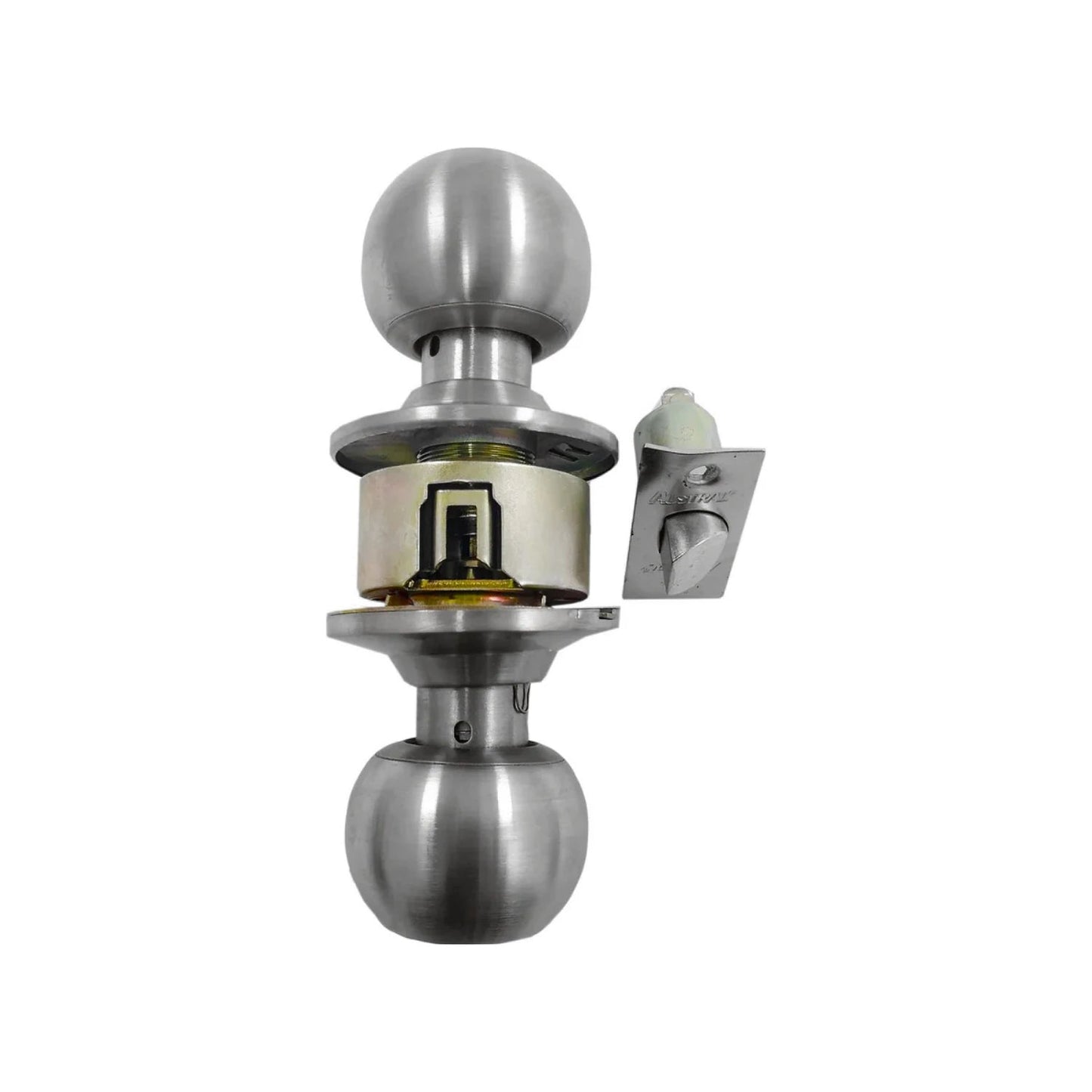 Cerradura de esfera Austral cromado satinado para puerta de recámara, mecanismo interior desmontado de seguridad