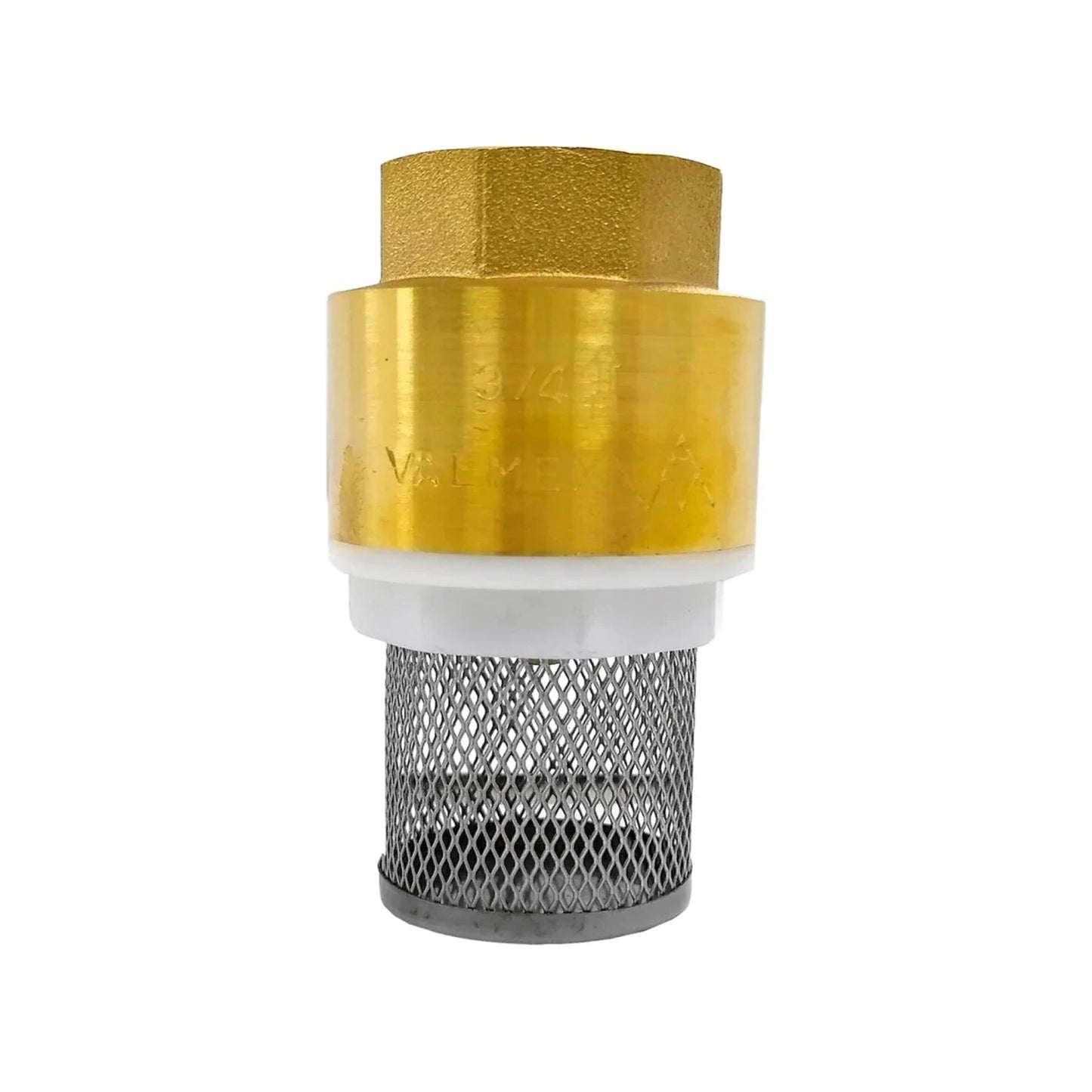 Pichancha Valmex de latón 3/4", válvula de pie con filtro de malla metálica para bombas de agua.