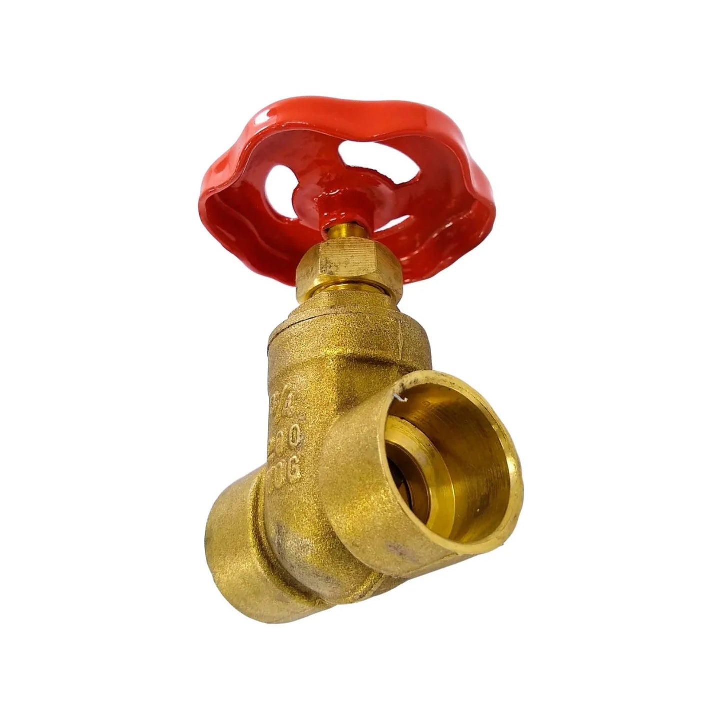 Llave de paso de compuerta de bronce 3/4" soldable con manija roja para tuberías