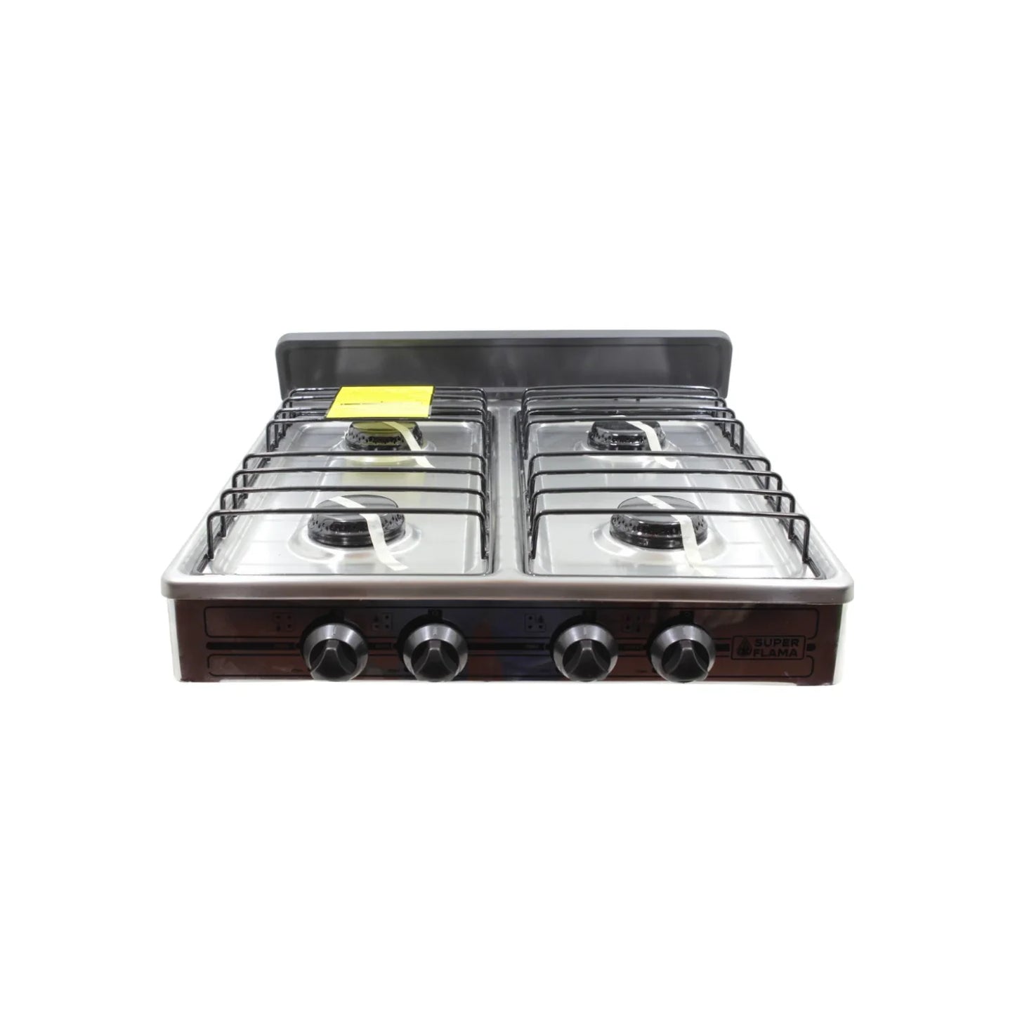 Parrilla empotrable domino.,Cubierta de acero inoxidable.,2 quemadores.,Válvula de seguridad de 2 pasos con dispositivo contra apertura accidental.,Encendido electrónico.,Clavija a contacto de 127 V~ 60 Hz 0,03 A,Conector de latón para gas, entrada 1/2” NPT y salida 3/8” FLARE.,Espreas para conversión a gas natural.,Quemadores en aleación de aluminio.,Espreas en latón.,Perillas en aleación de zinc.
