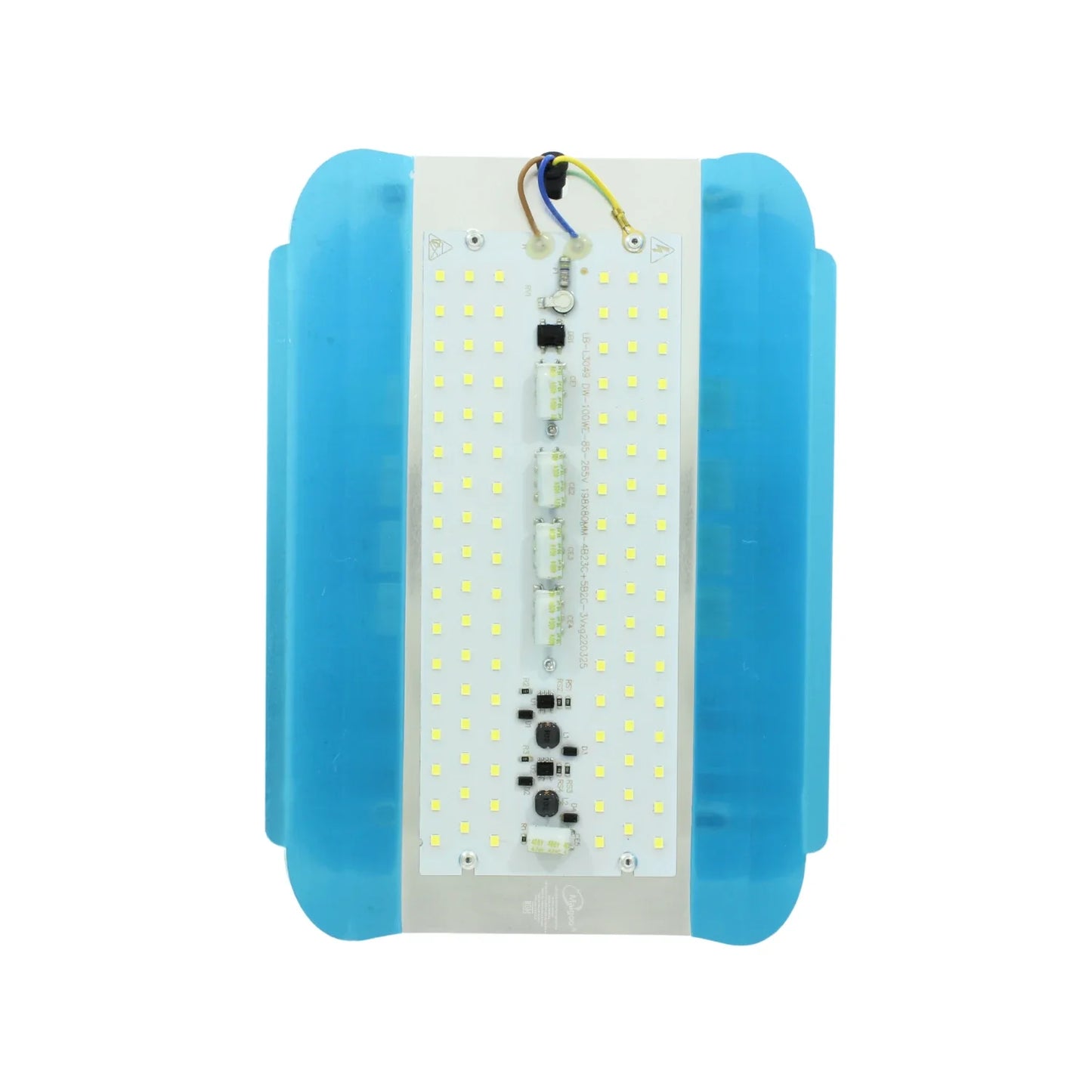 Luminario de LED tipo reflector.,127-220 V,50/60 Hz,100 W,0.211 A,0.05 kWh,Sin rayos UV irradiación.,Alto-Brillo LED,Larga vida útil.