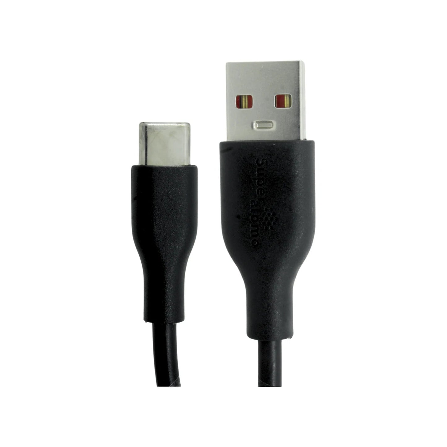 Cable USB-C a USB-A Super átomo negro para carga y sincronización de datos