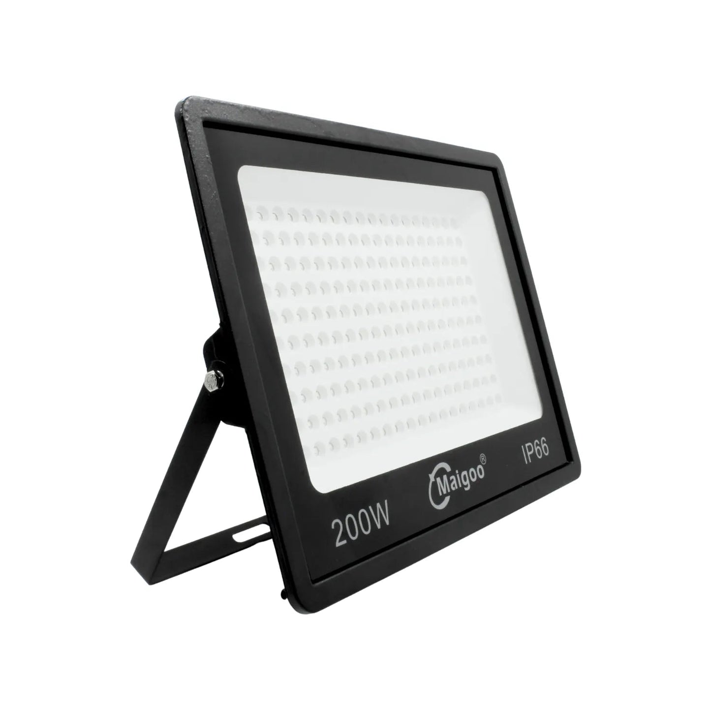 Reflector LED 200W Maigoo IP66 negro para iluminación exterior potente y resistente