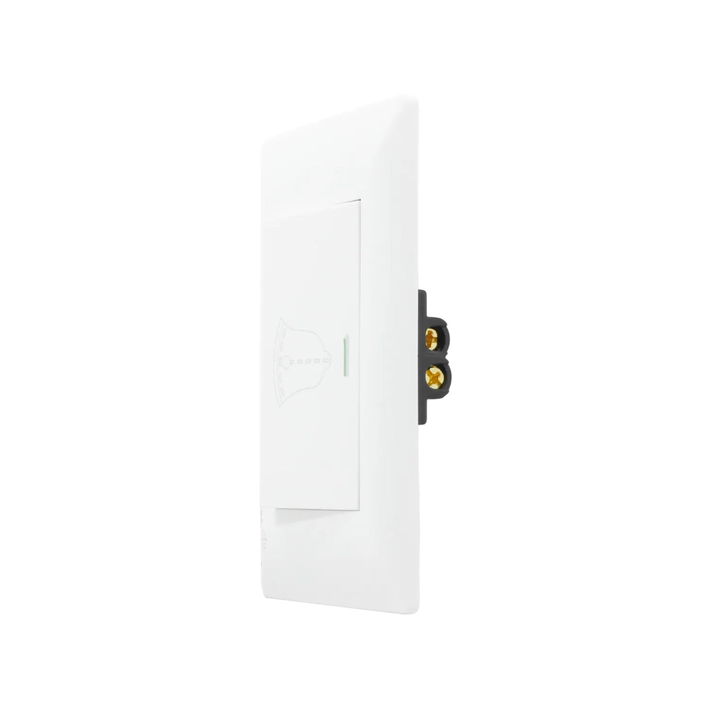 Placa blanca con botón pulsador para timbre, interruptor eléctrico con icono de campana