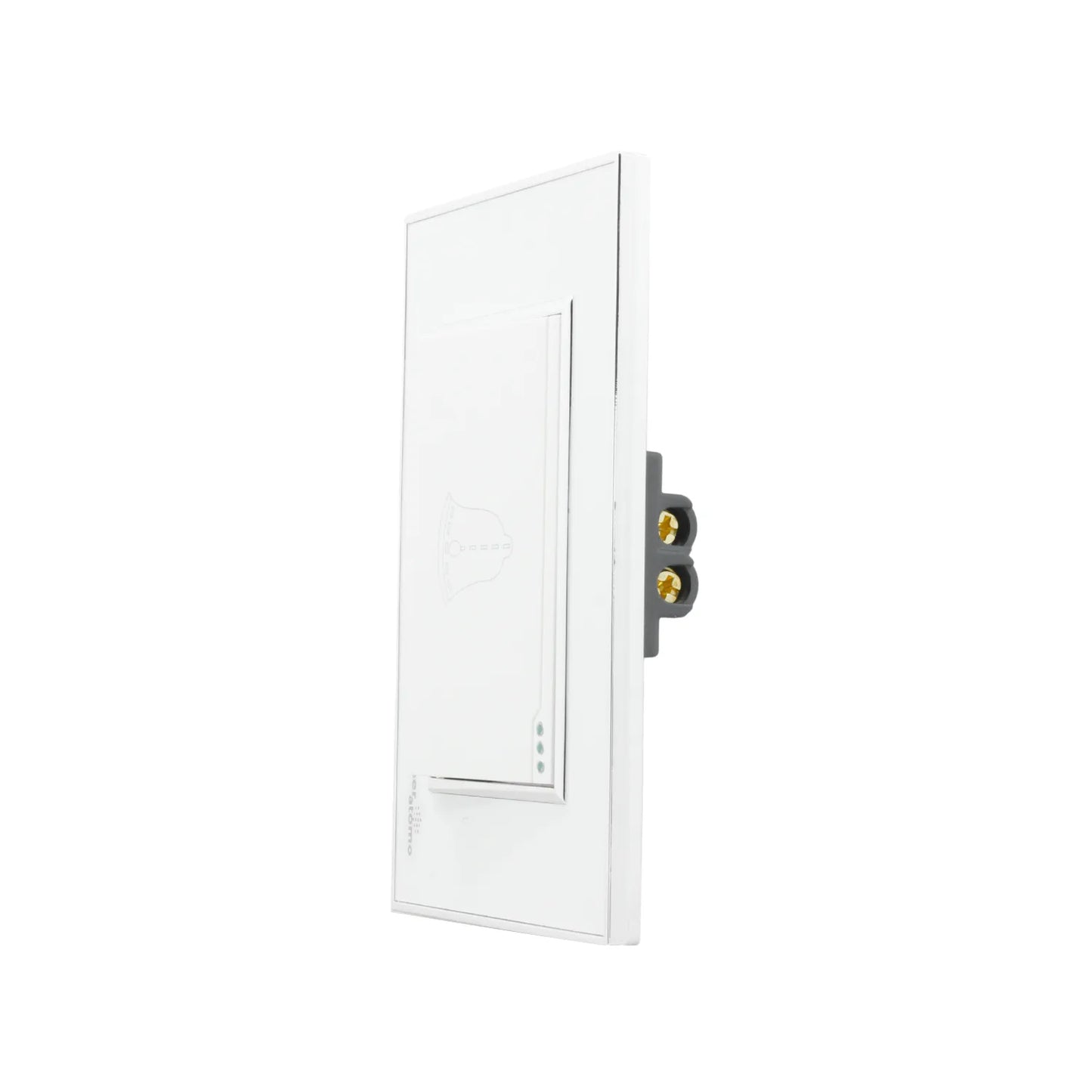 Placa botón de timbre eléctrico Super átomo blanca con icono de campana e indicadores LED