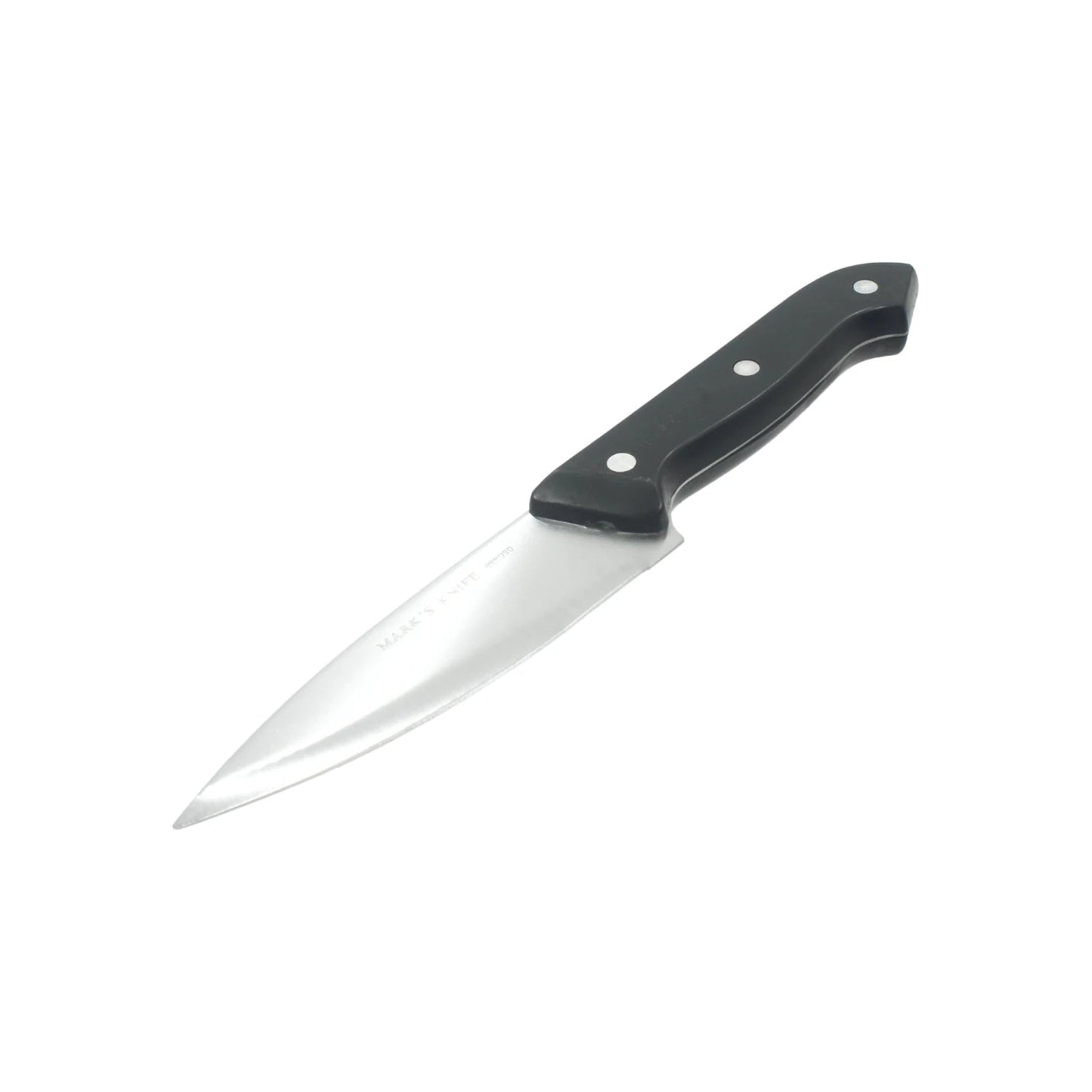 Cuchillo utilitario Mark's Knife 666030 de 5 pulgadas, hoja de acero inoxidable y mango negro de plástico con remaches
