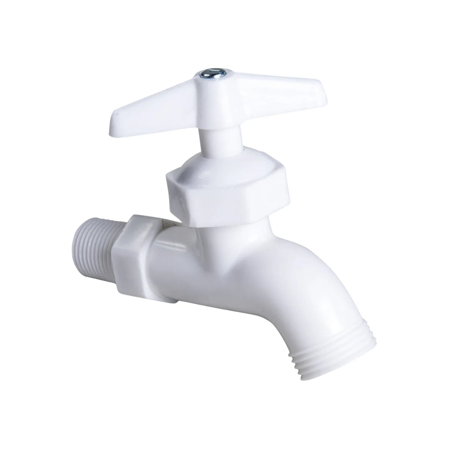 Llave para jardín.,Elaborado de PVC,Llave de nariz de 1/2",Conexión resistente a la presión.