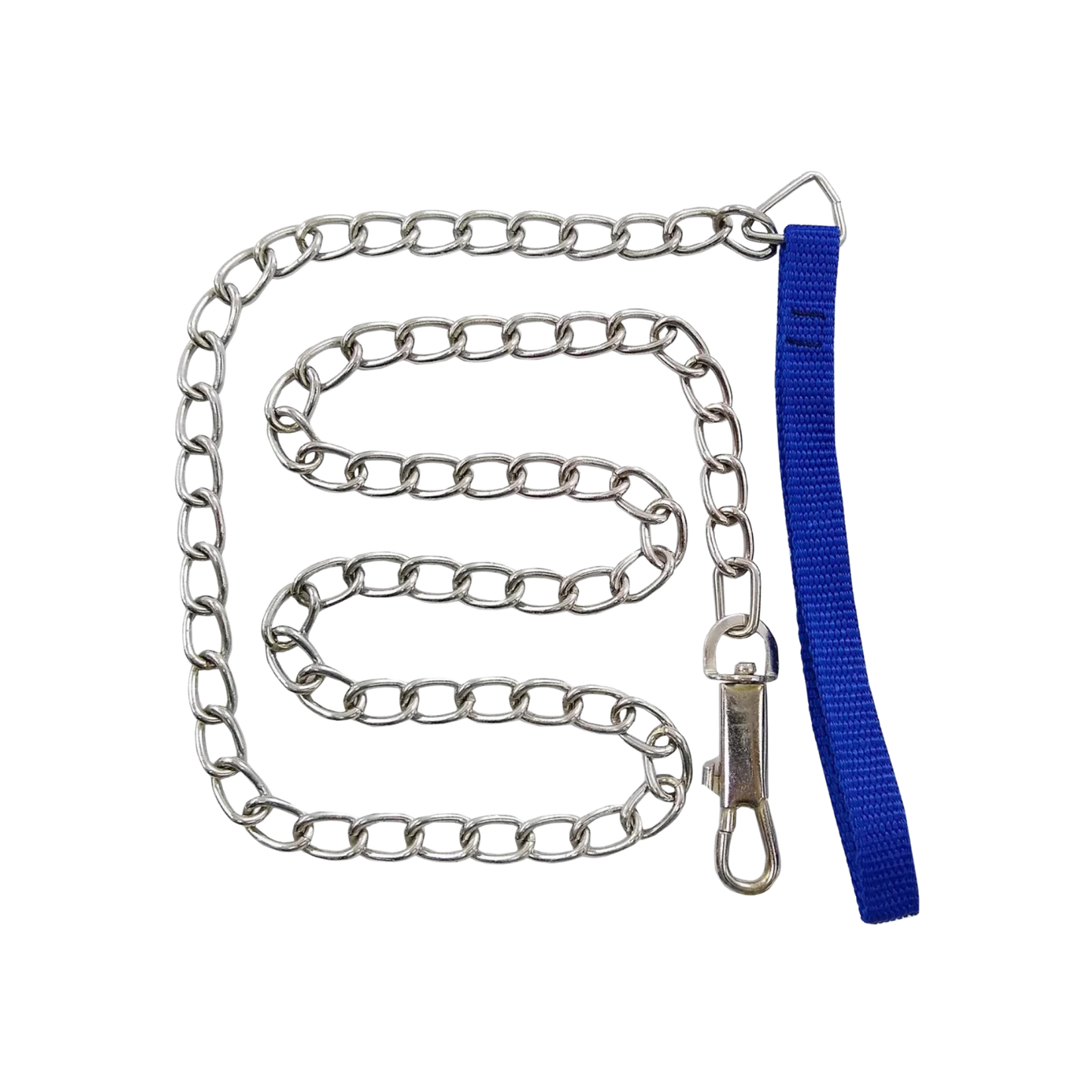 Cadena para perro de metal #3.5mm con correa de nylon azul y gancho mosquetón
