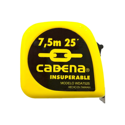 Doble cadena ancha de 25 mm,Longitud de 7.5 metros (25").,Acabado amarillo.,Flexómetro profesional.