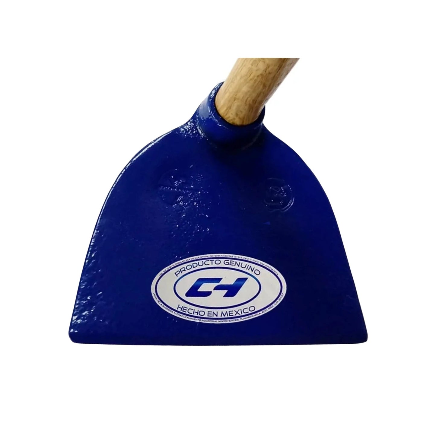 Azadón azul CH con mango de madera, herramienta de jardín hecha en México