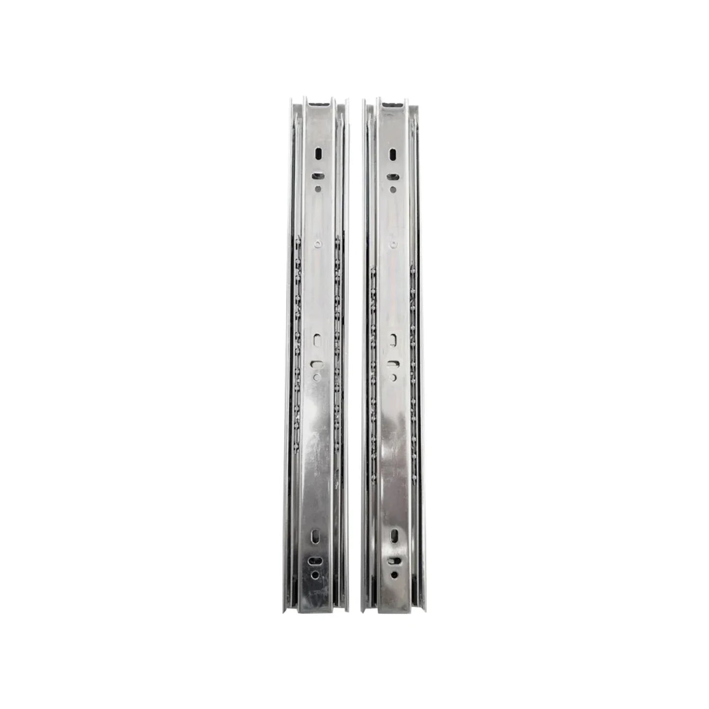 Fabricada en acero.,Corredera de 450 mm acabado niquelado.,Corredera de extensión de 18",Corredera de extensión total.