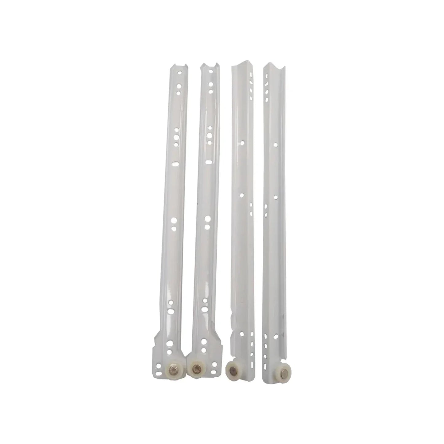 Fabricada en acero.,Corredera de 30 cm tipo europeo.,Corredera de 300 mm acabado epoxico blanco.,Facilita la apertura de cajones de muebles y gabinetes.