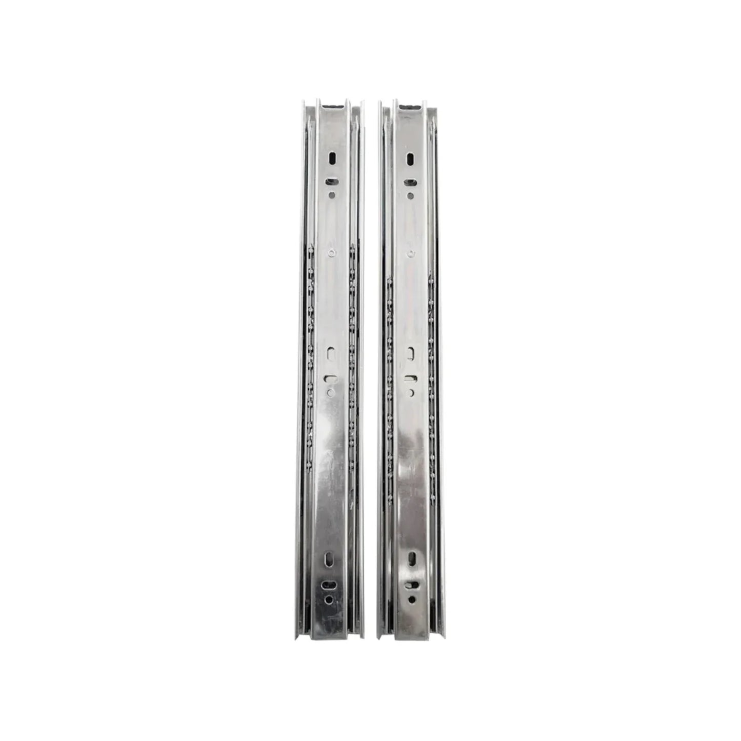 Fabricada en acero.,Corredera de 350 mm acabado niquelado.,Corredera de extensión de 14",Corredera de extensión total.