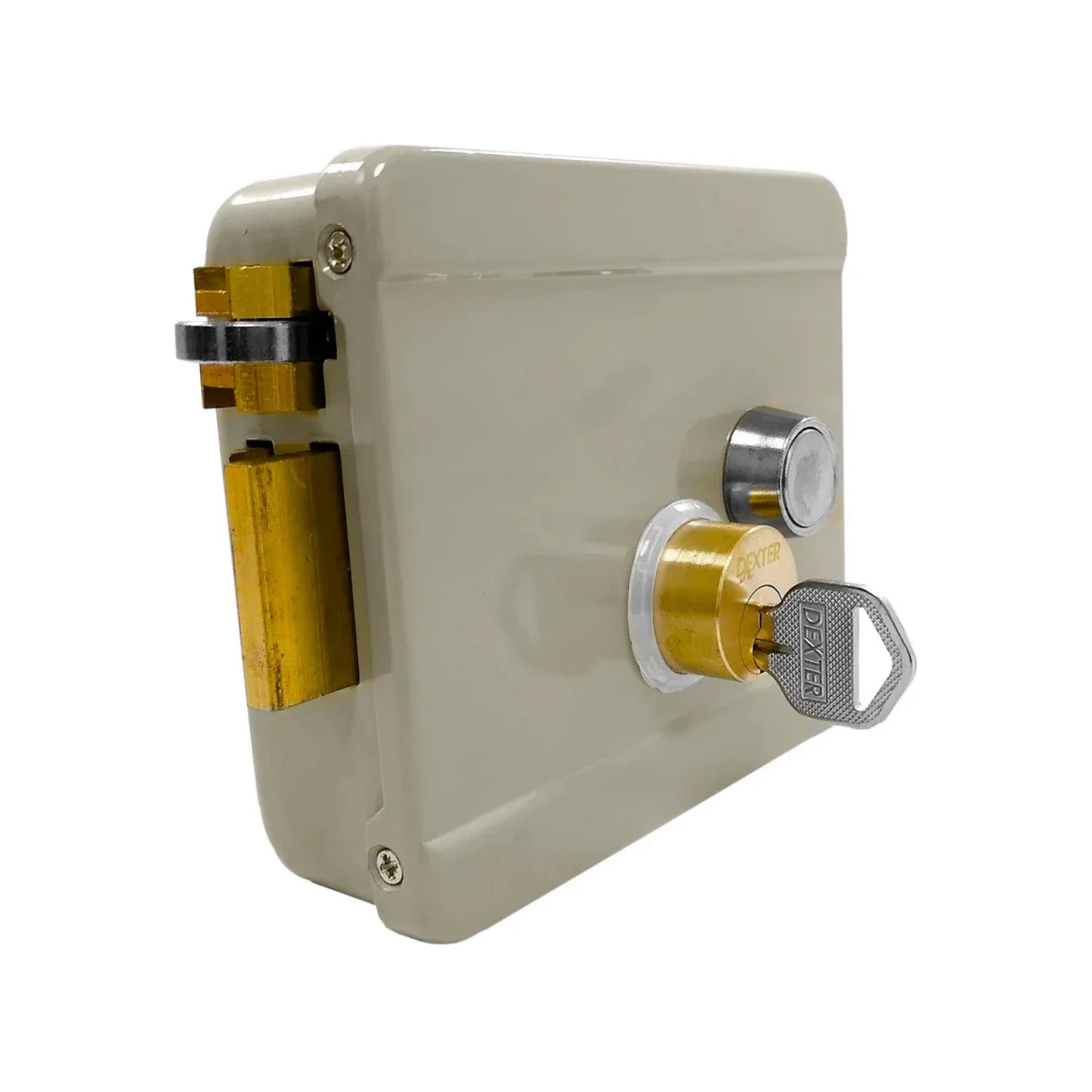 Cerradura/Chapa eléctrica sobreponer izquierda beige Dexter 5806