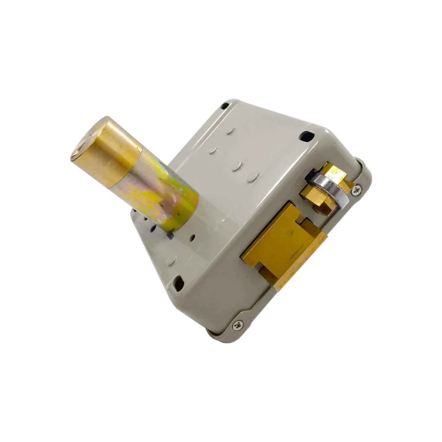 Cerradura eléctrica de sobreponer izquierda color beige con cilindro de latón para seguridad de puerta