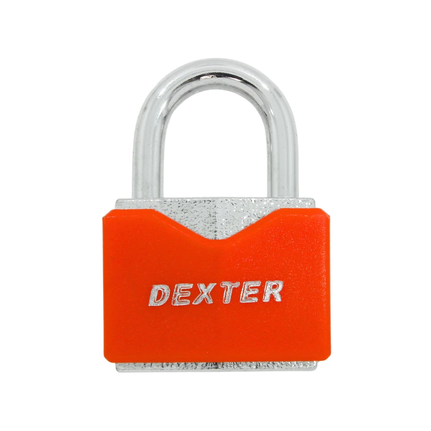 Candado de seguridad Dexter rojo gancho corto 40mm, cuerpo de acero con grillete cromado