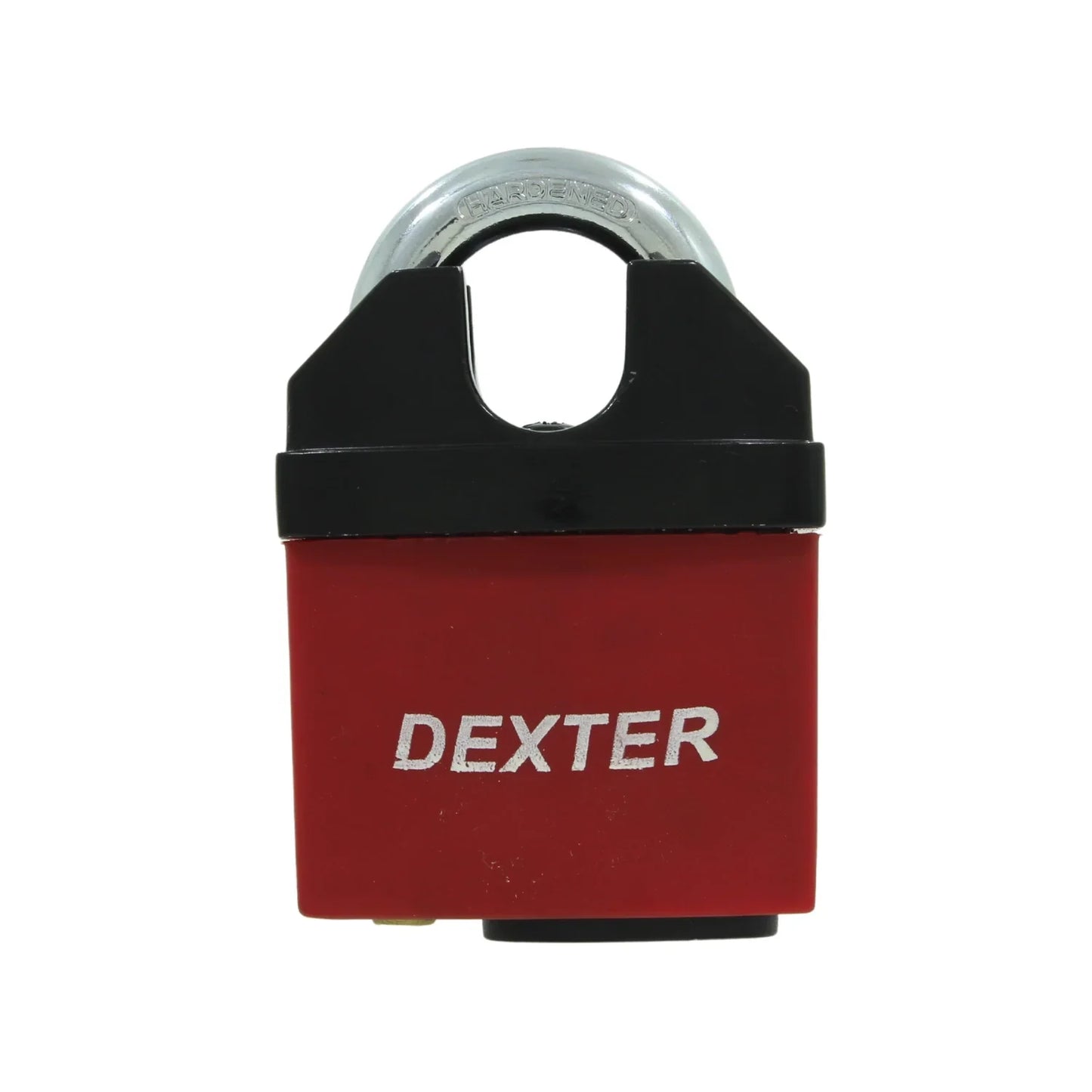 Candado 65 mm gancho acorazado antiganzua rojo Dexter 16941