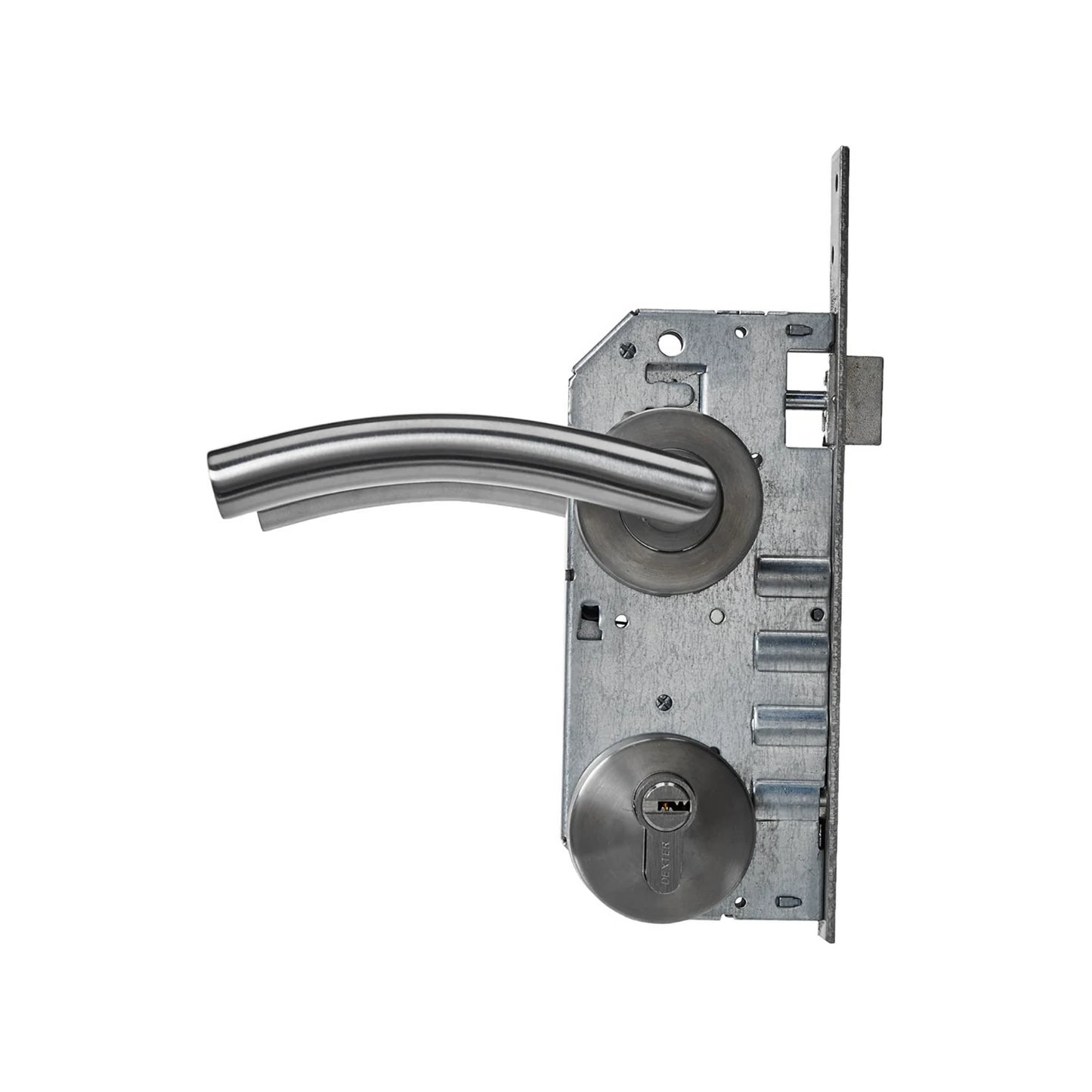 Cerradura/Chapa para recámara de manija cromo mate Dexter 6503 deluxe