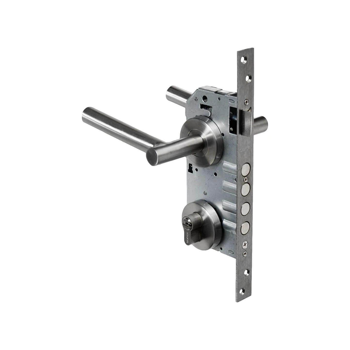 Cerradura/Chapa para recámara de manija cromo mate Dexter 6502 deluxe