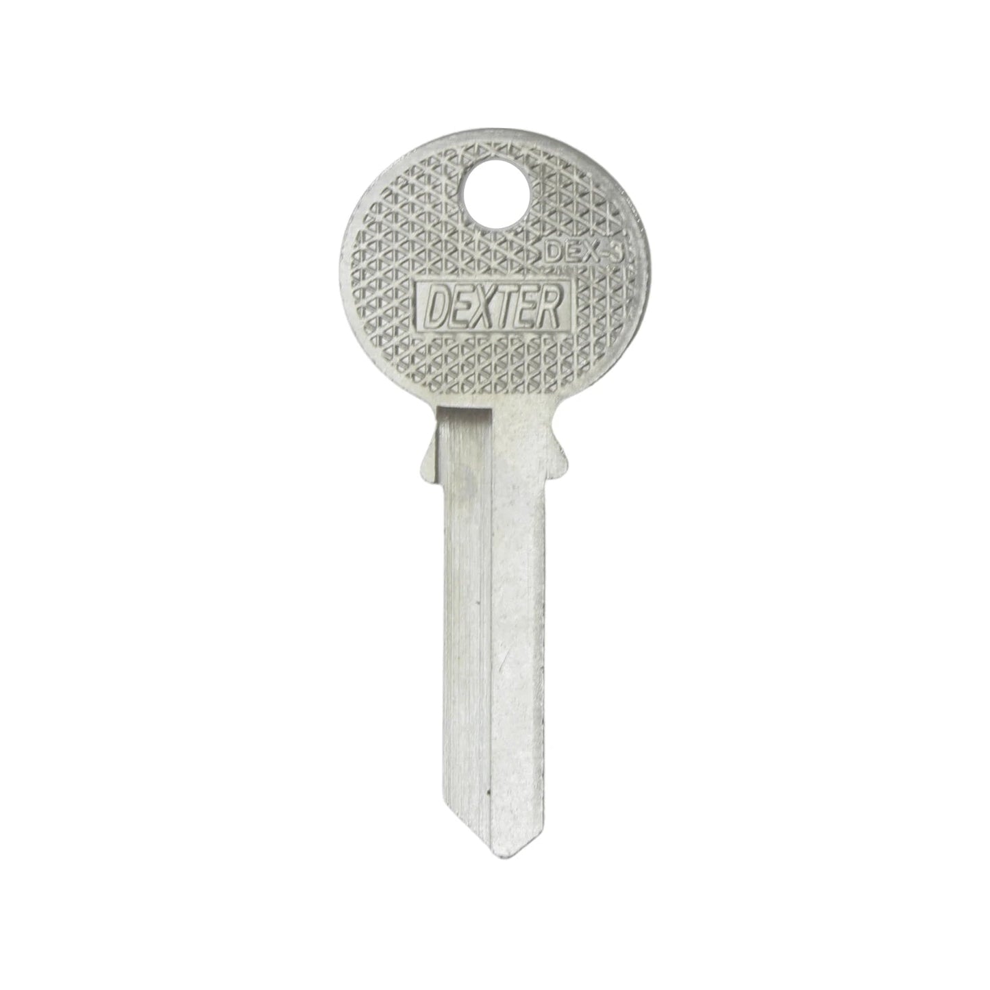 Forja de llave virgen Dexter DEX-3 niquelada, ideal para duplicado de llaves de seguridad en cerrajería