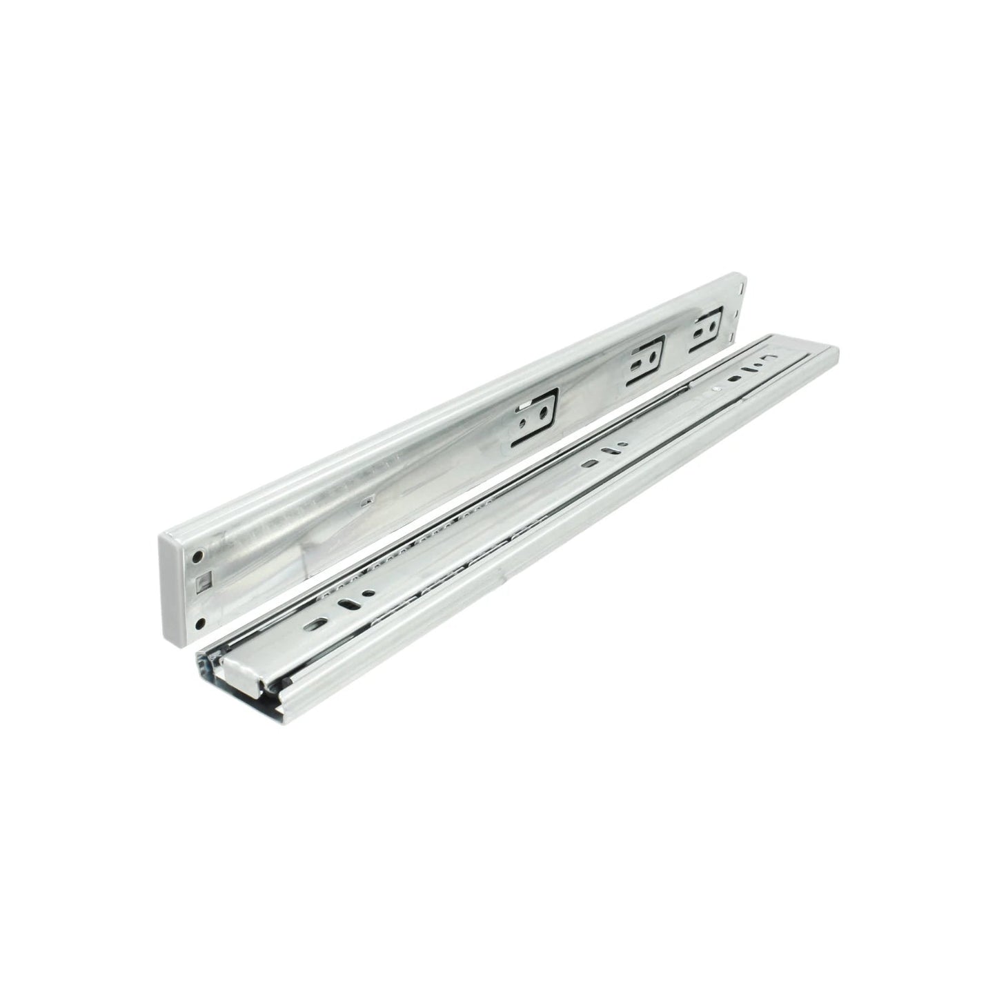 Correderas telescópicas para cajones 40cm, extensión total, metálicas color plata, sistema de riel