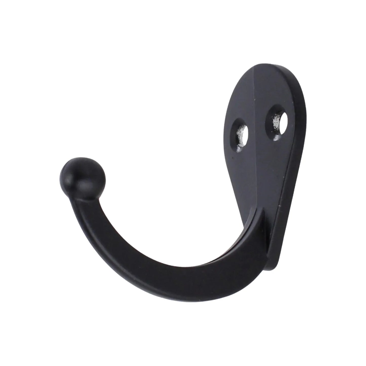 Gancho de pared individual negro mate metálico para colgar ropa y toallas con diseño curvo resistente