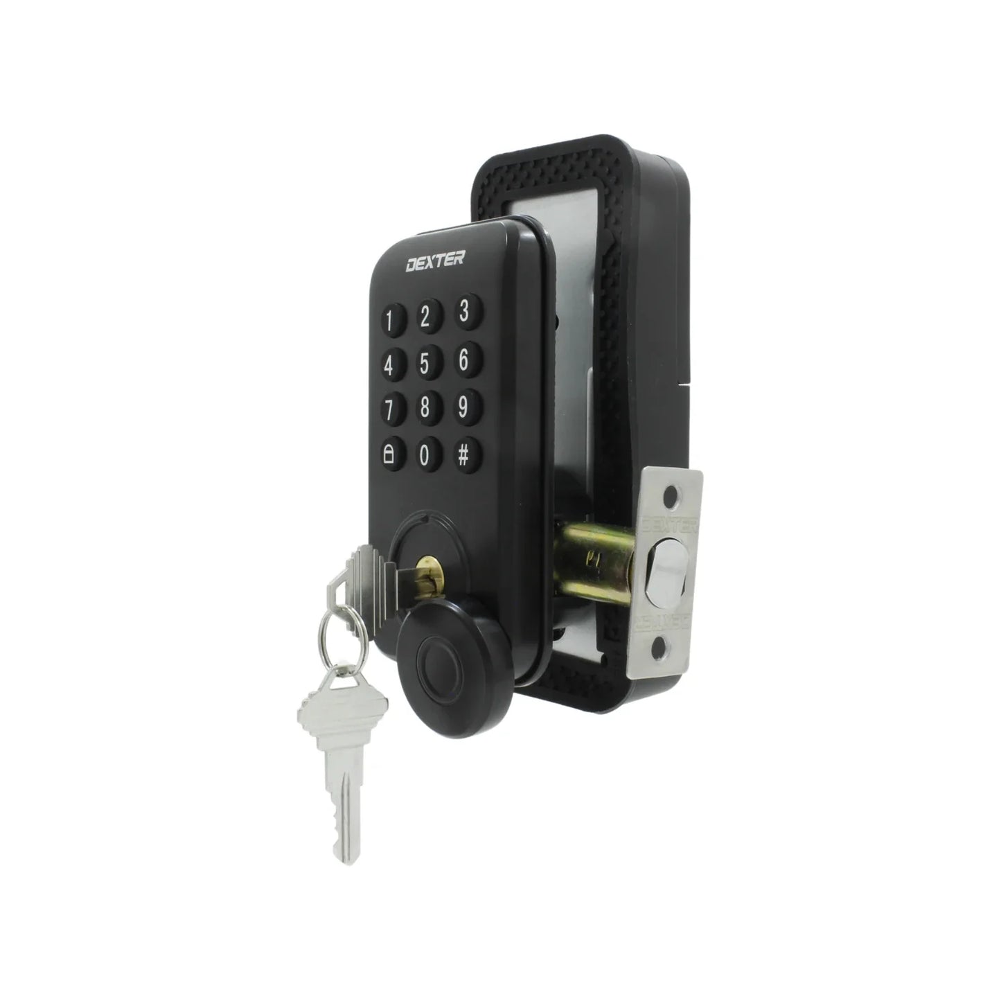 Apertura por medio de App, Reconocimiento de huella., Contraseña numérica., Apertura con llave., Backset ajustable de 60 mm (2 3/8”) o 70 mm (2 3/4")., Para puertas con espesor de 35 a 55 mm (1 3/8” a 2 3/16”)., Sirve para puertas izquierdas o derechas., Se puede usar en instalaciones nuevas o usadas., Requiere de 4 baterías AAA (no incluidas).