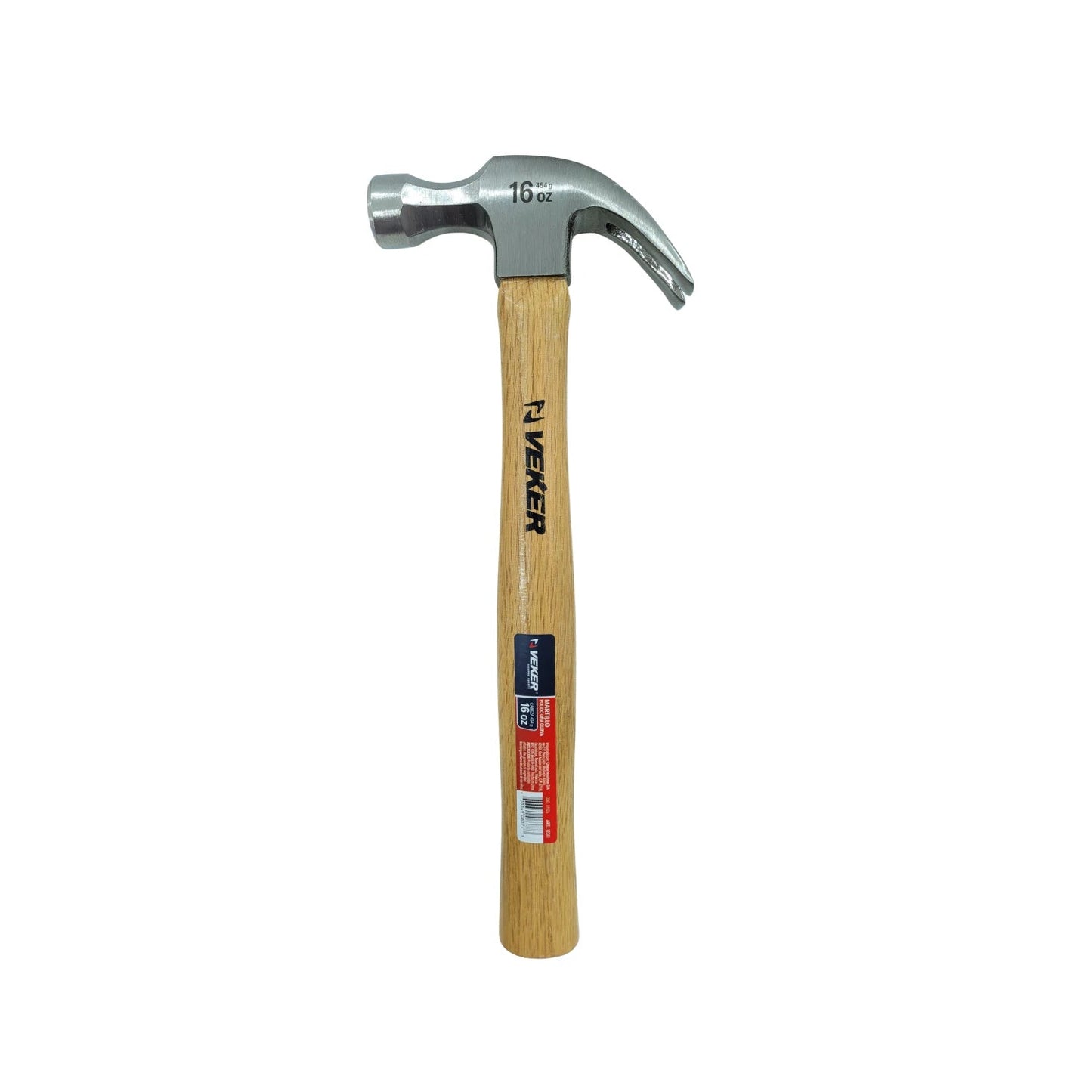 Martillo de uña curvo Veker 16 oz con mango de madera, cabeza de acero para extracción de clavos