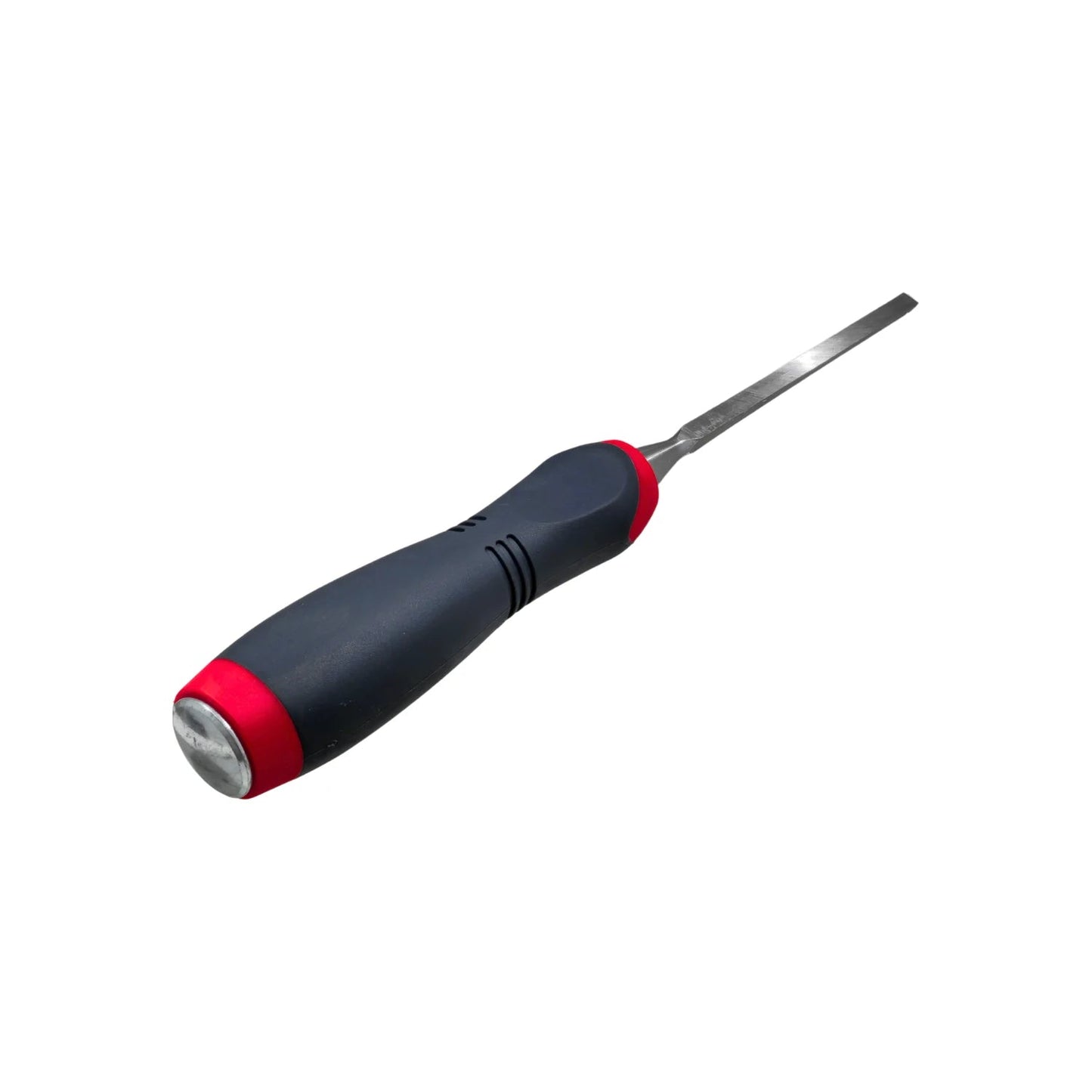 Formón 1/4 pulgada con mango comfort ergonómico gris y rojo para carpintería.