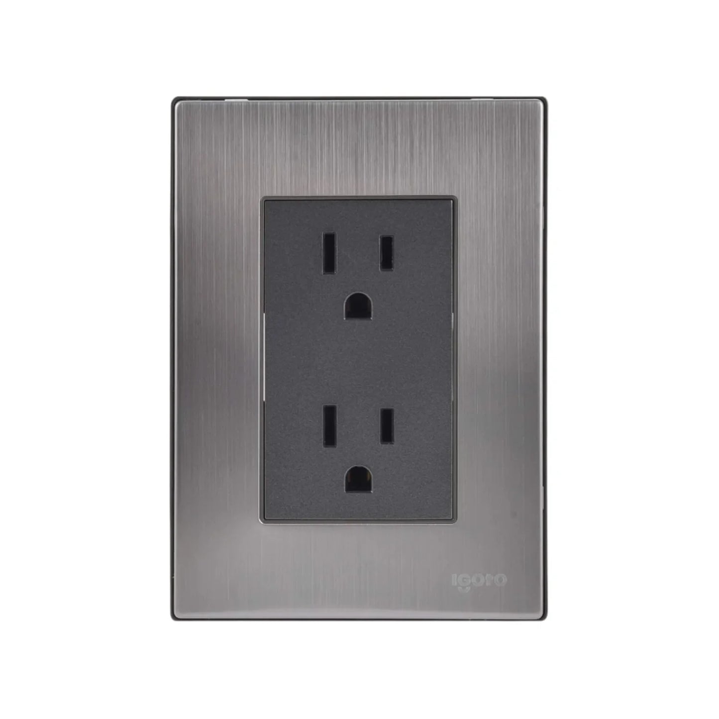 Fabricada de acero inoxidable.,Placa dos contactos.,125 V - 10 A - 60 Hz,Mecanismos de cobre y latón.,Policarbónato auto extinguible.,Fácil de instalar.