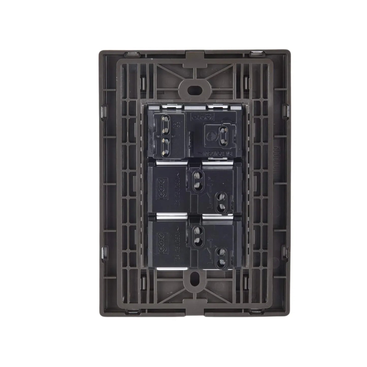 Placa 2 apagadores/1 contacto inoxidable oxford Igoto INOX2009