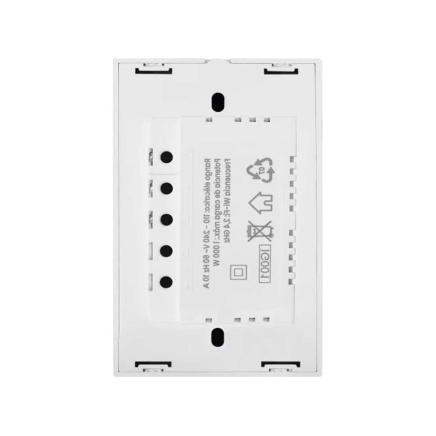 Panel trasero interruptor inteligente Wi-Fi blanco, conexiones eléctricas, potencia 1000W 110-390V.