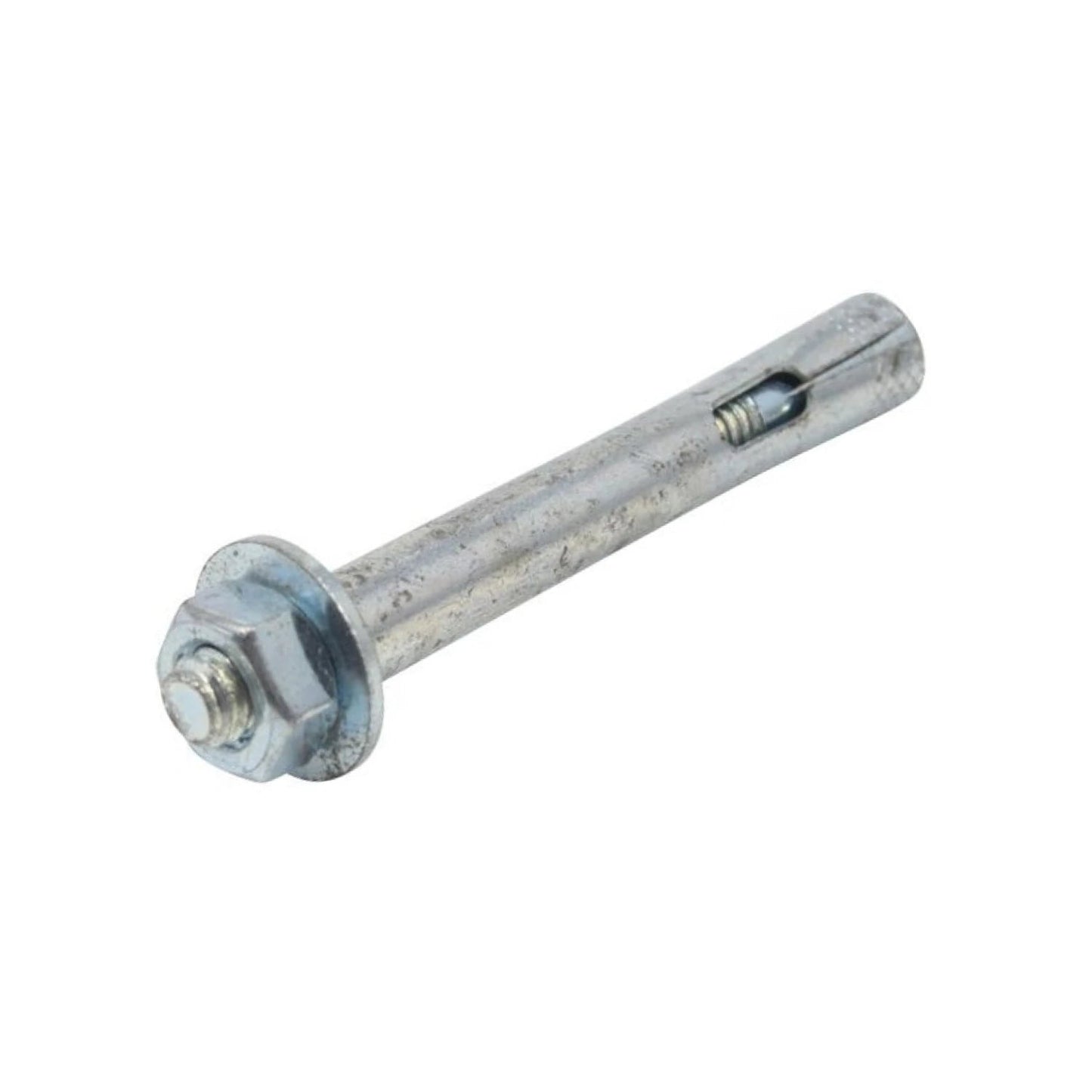 Anclaje de expansión de acero galvanizado con tornillo, tuerca y arandela para concreto y mampostería.