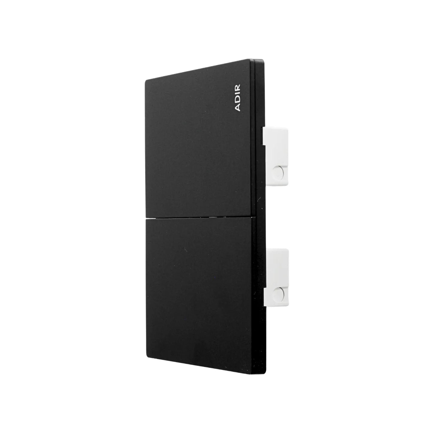 Interruptor de pared doble negro mate marca ADIR para control de iluminación residencial