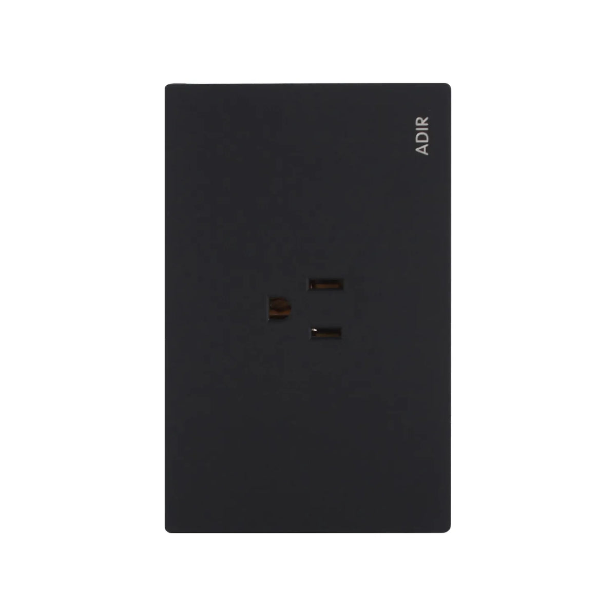 Contacto sencillo negro mate ADIR con placa armada de 3 polos para instalaciones eléctricas modernas