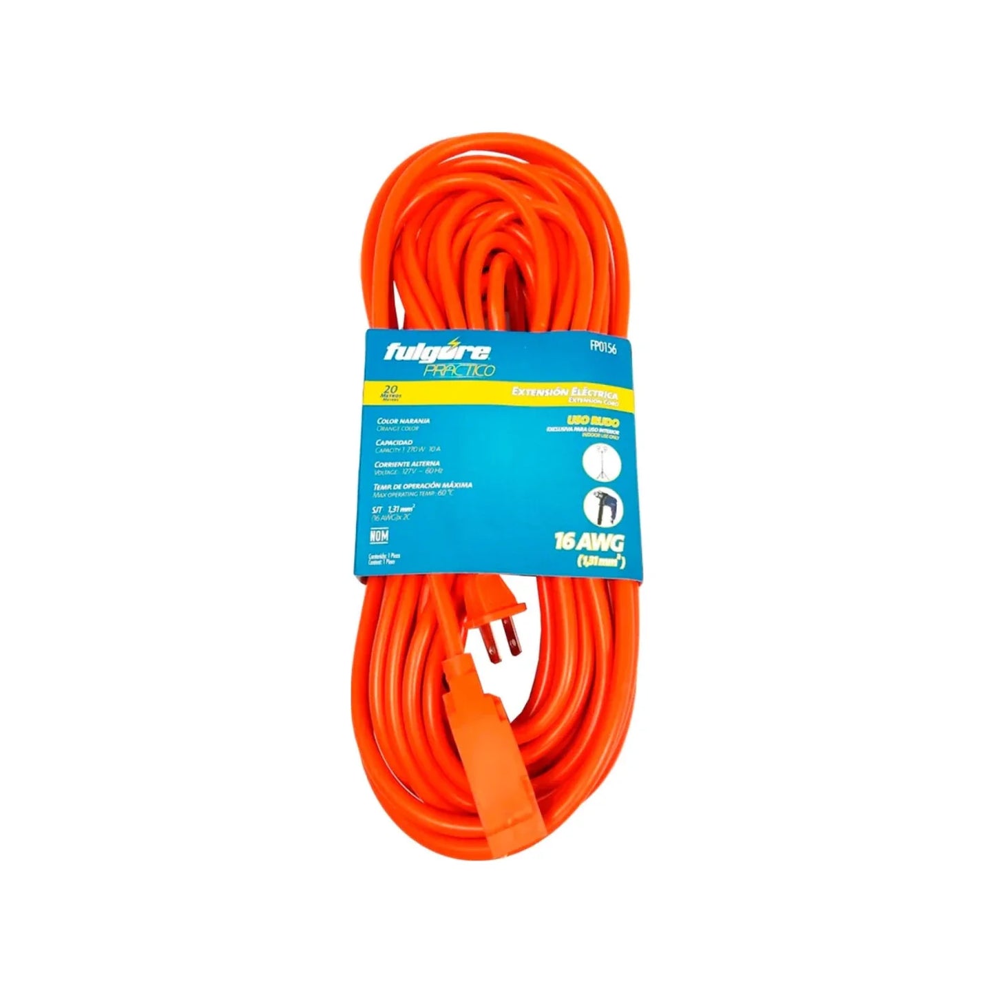 Fabricada en polivinil.,Largo: 20 m,Tipo de cable: sjt-16AWGX3C.,Para clavijas aterrizadas.