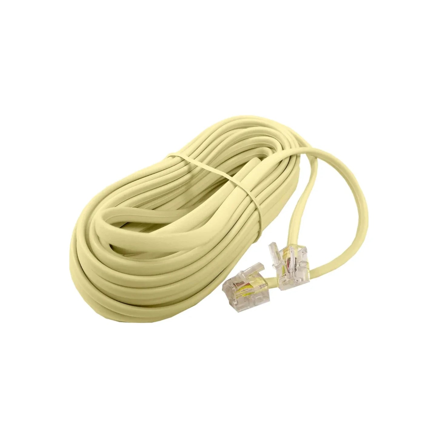 Mayor resistencia y flexibilidad.,Plug de 4 hilos con código de colores.,Largo de 7.5 m,Para uso en conexiones telefónicas.