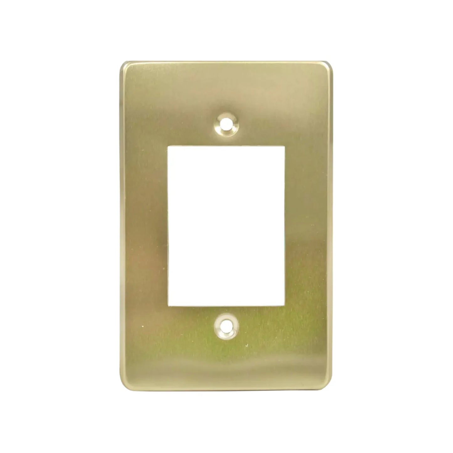 Fabricada en aluminio.,Placa de 3 ventana acabado dorado.,Chasis de plástico.,Incluye tornillos.,Para apagadores tipo italiano.